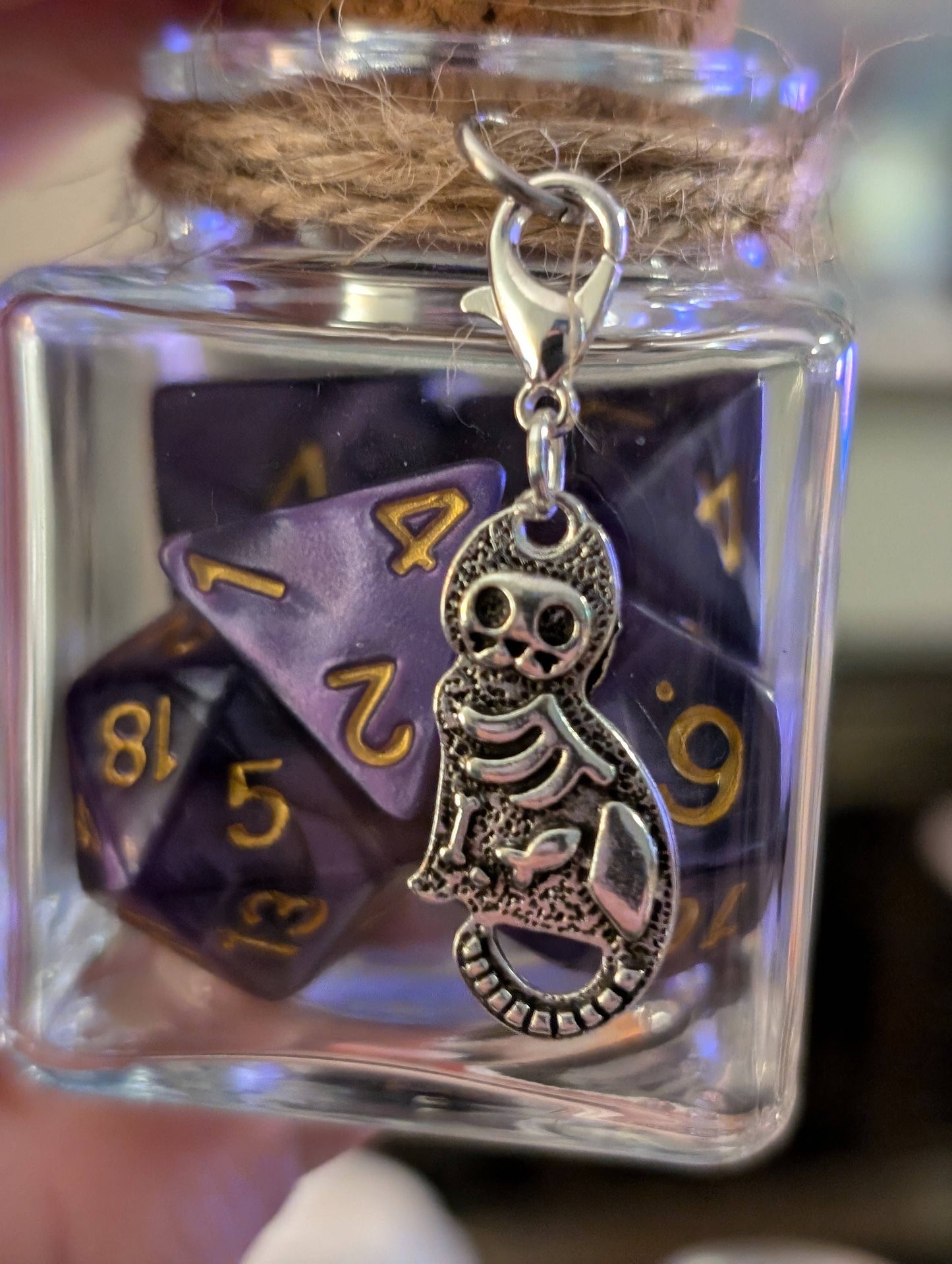 Dice Spell Jars, with 7pcs D20 TRPG Dice: Silver Charms