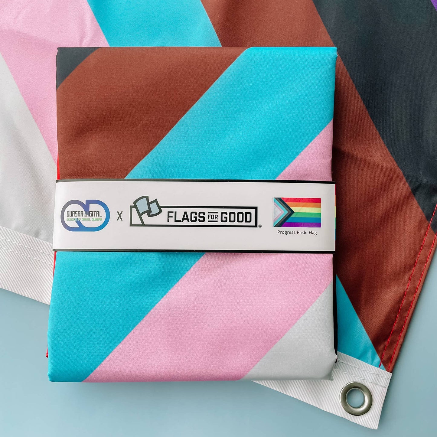 Progress LGBTQ+ Pride Flag: (M) 2ft x3ft Single-Sided with Grommets