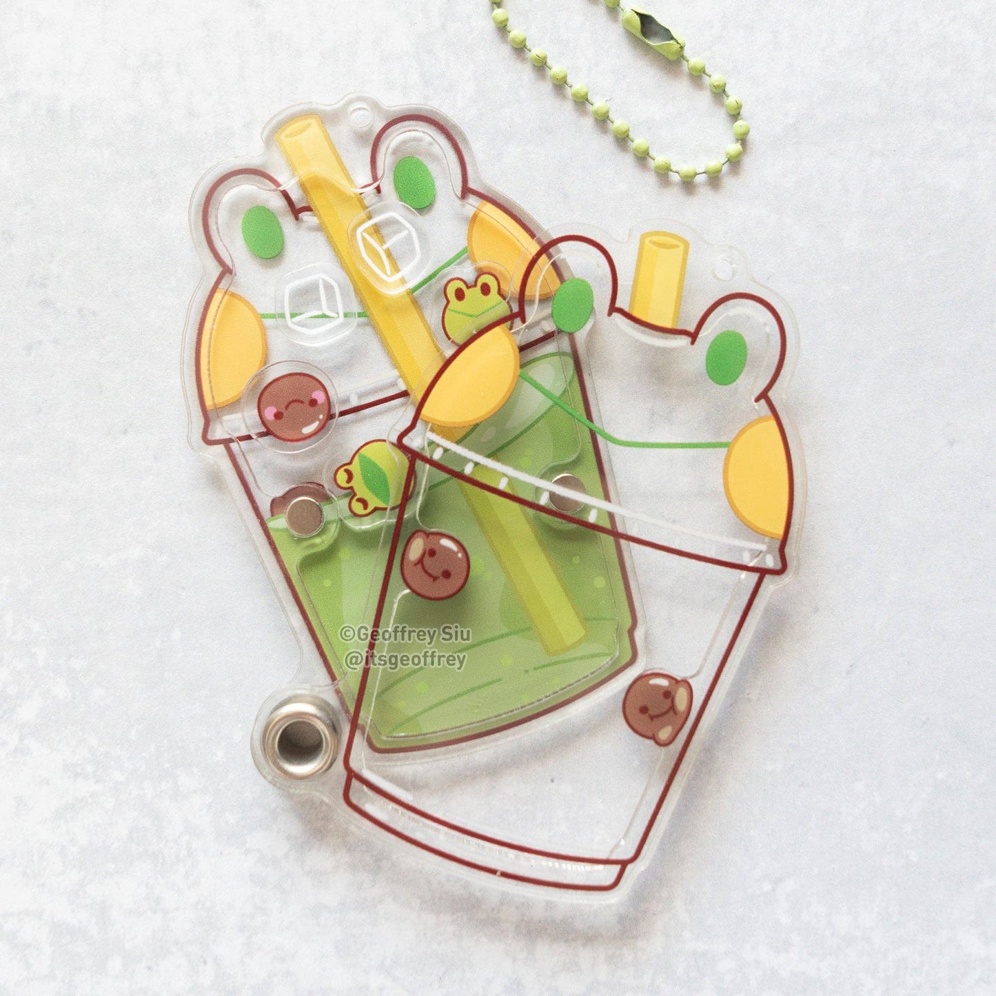 Matcha Latte Frog Fillable Shaker Keychain (3.375"): A-Grade