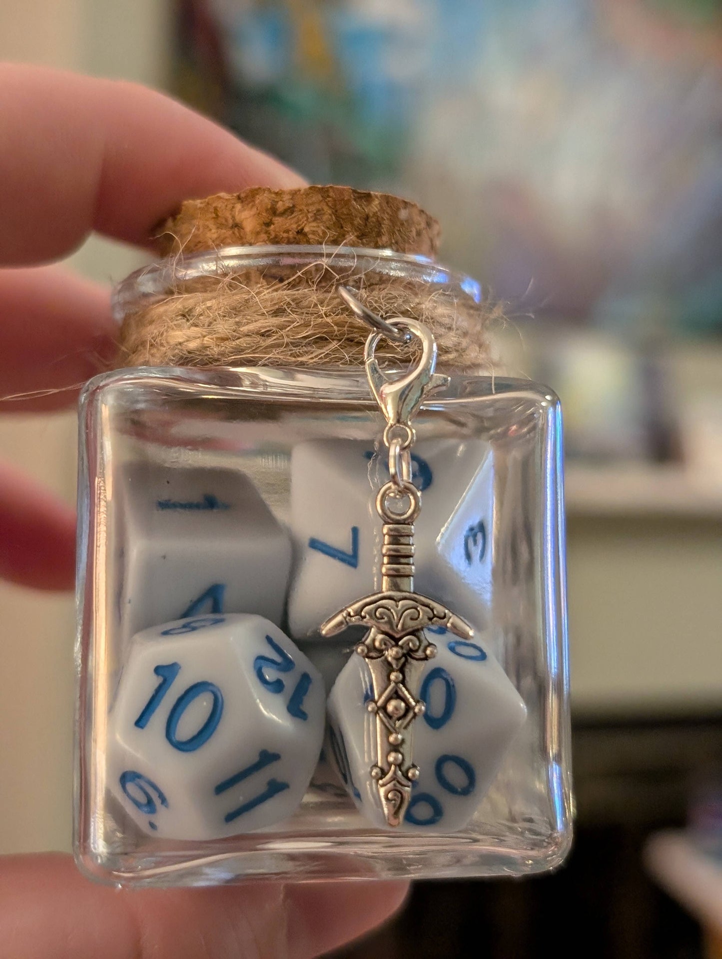 Dice Spell Jars, with 7pcs D20 TRPG Dice: Silver Charms