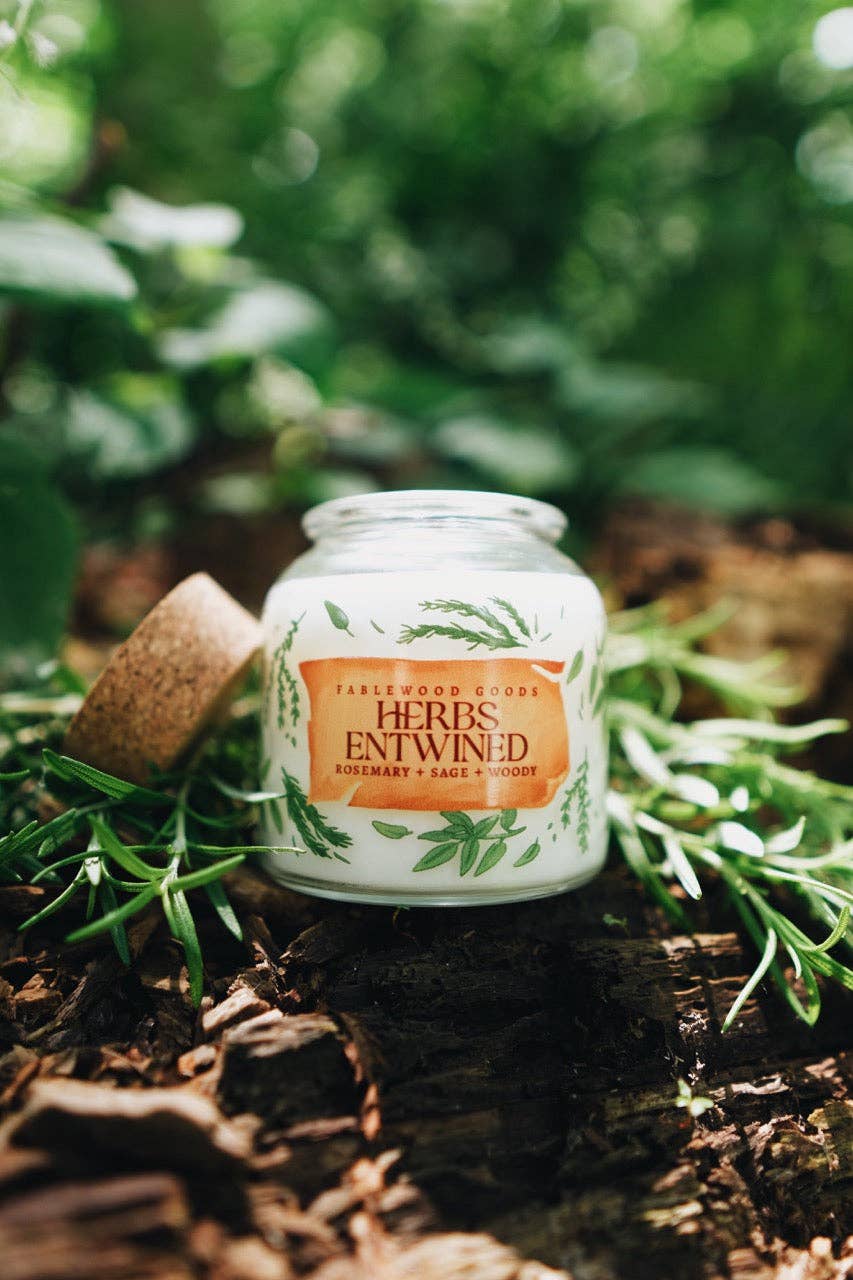 Herbs Entwined | 8oz Apothecary Soy Candle | Rosemary, Sage and Woody