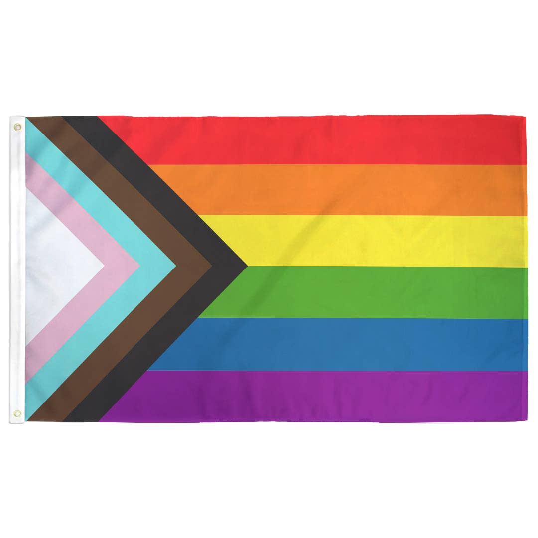 Progress LGBTQ+ Pride Flag: (M) 2ft x3ft Single-Sided with Grommets