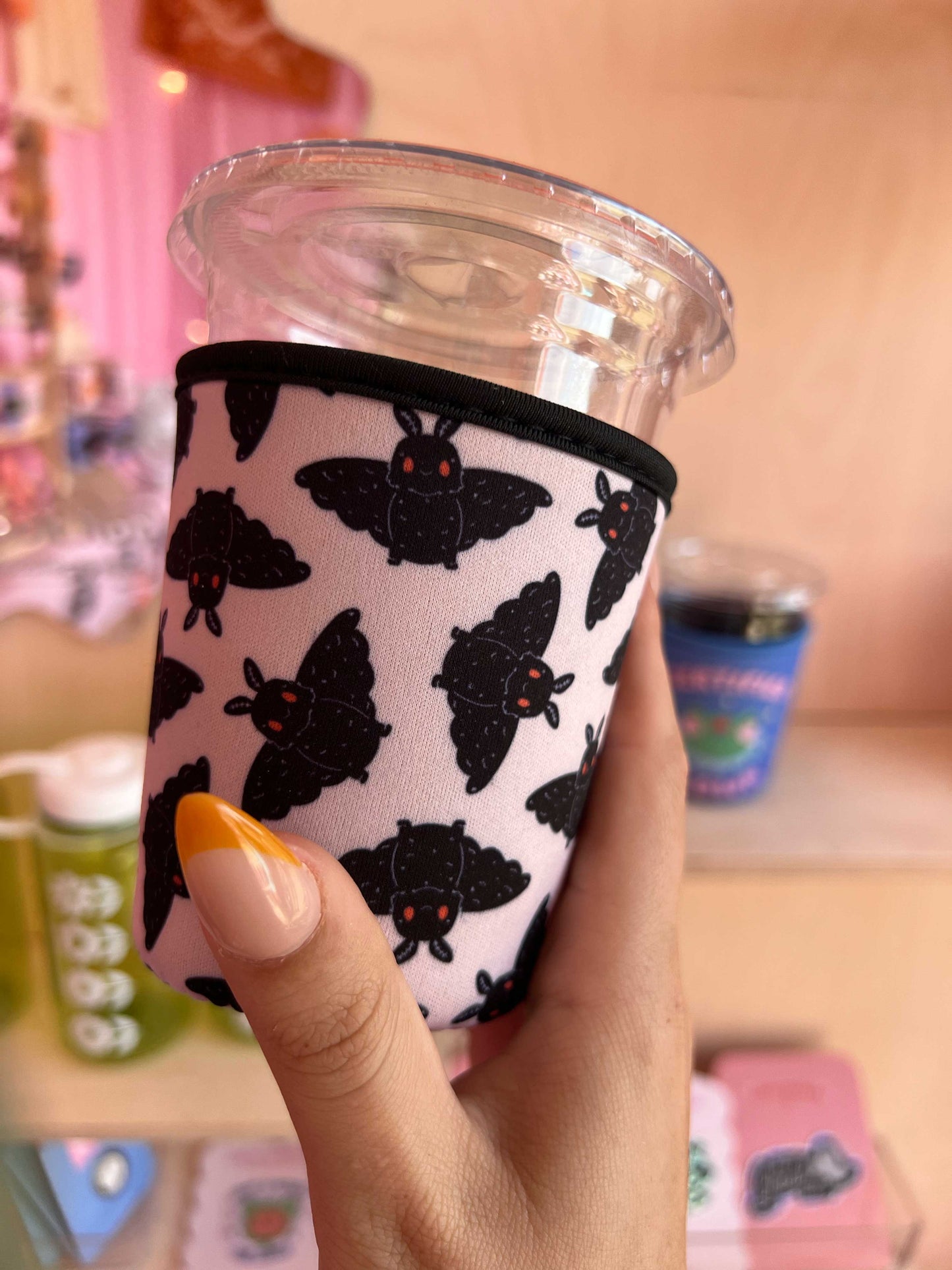 Mothman Coffee Sleeve: Grande/ 16 Oz Beverage / Pink Mothman