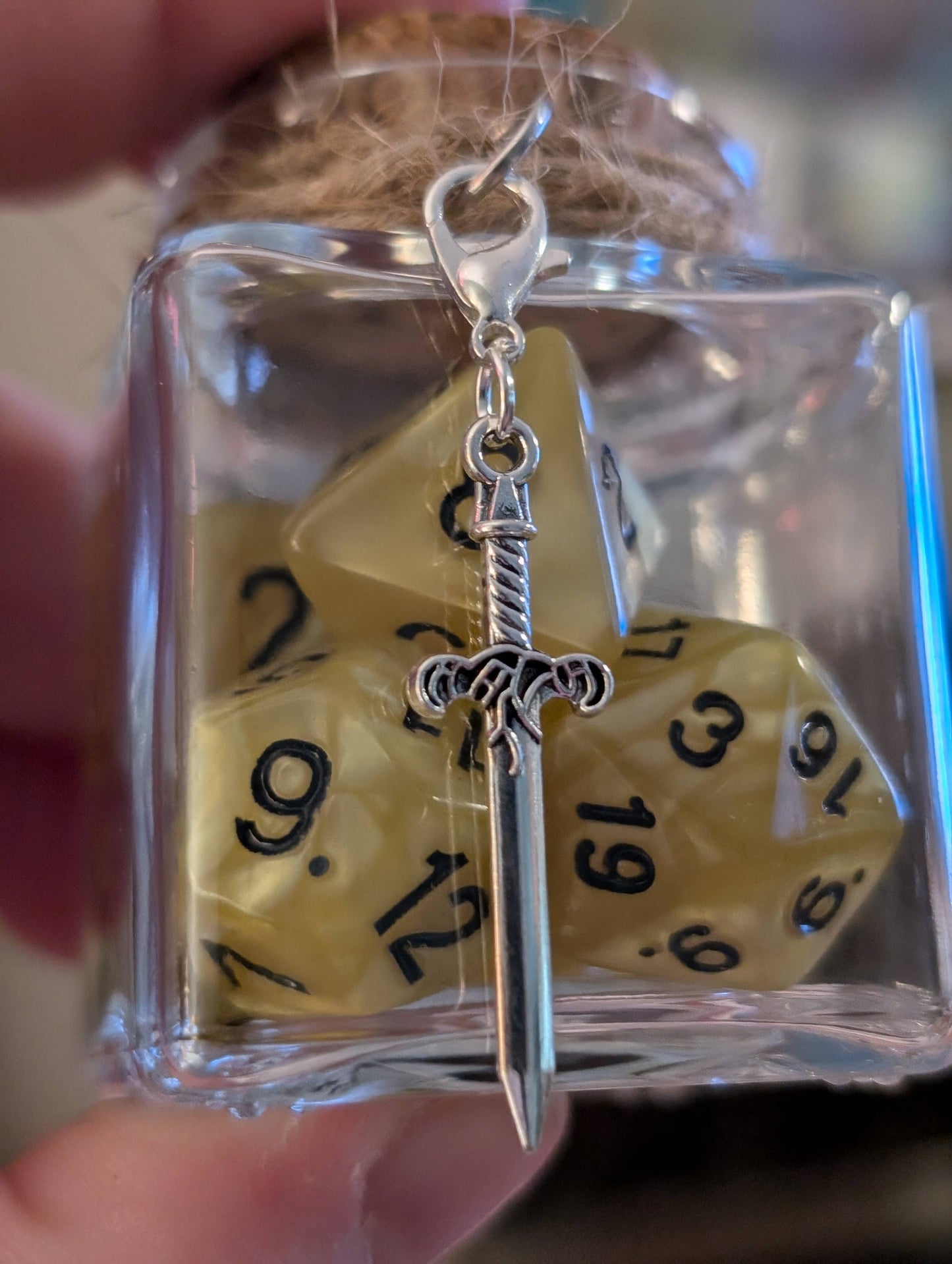 Dice Spell Jars, with 7pcs D20 TRPG Dice: Silver Charms