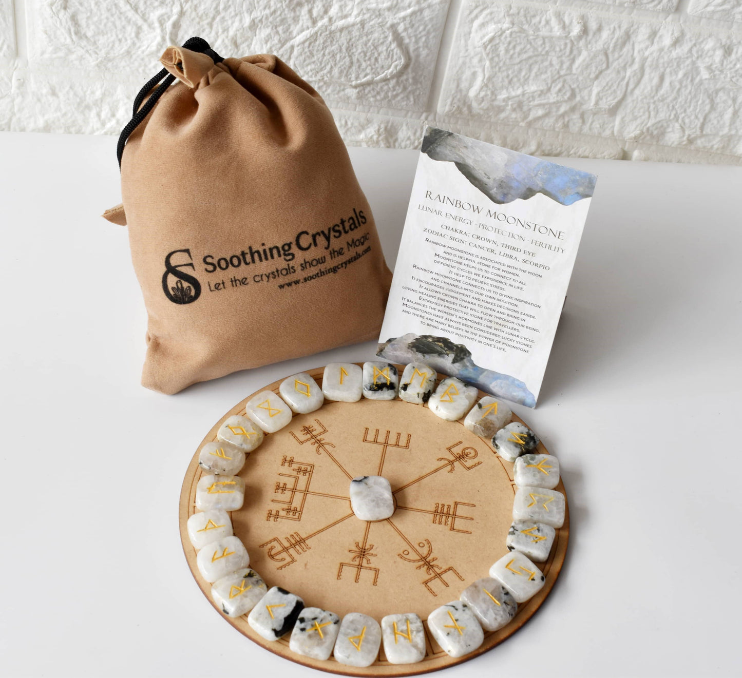 Futhark Rune Set | Rainbow Moonstone Runes | Runic Crystals: Runes (SET 1)