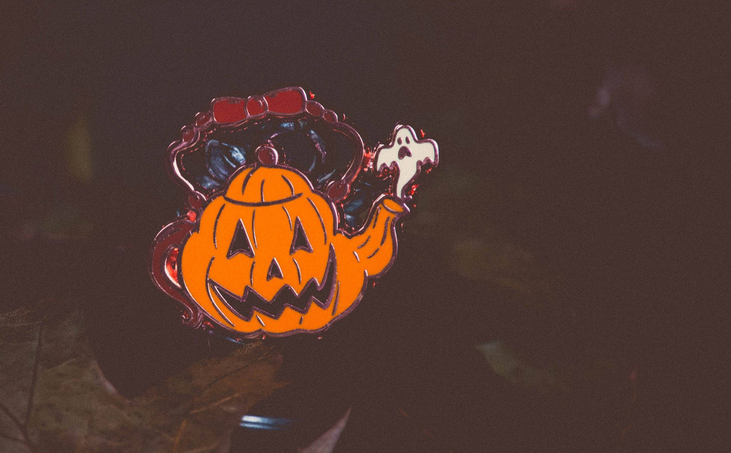 Jack-o-Lantern Teapot - Halloween Enamel Pin