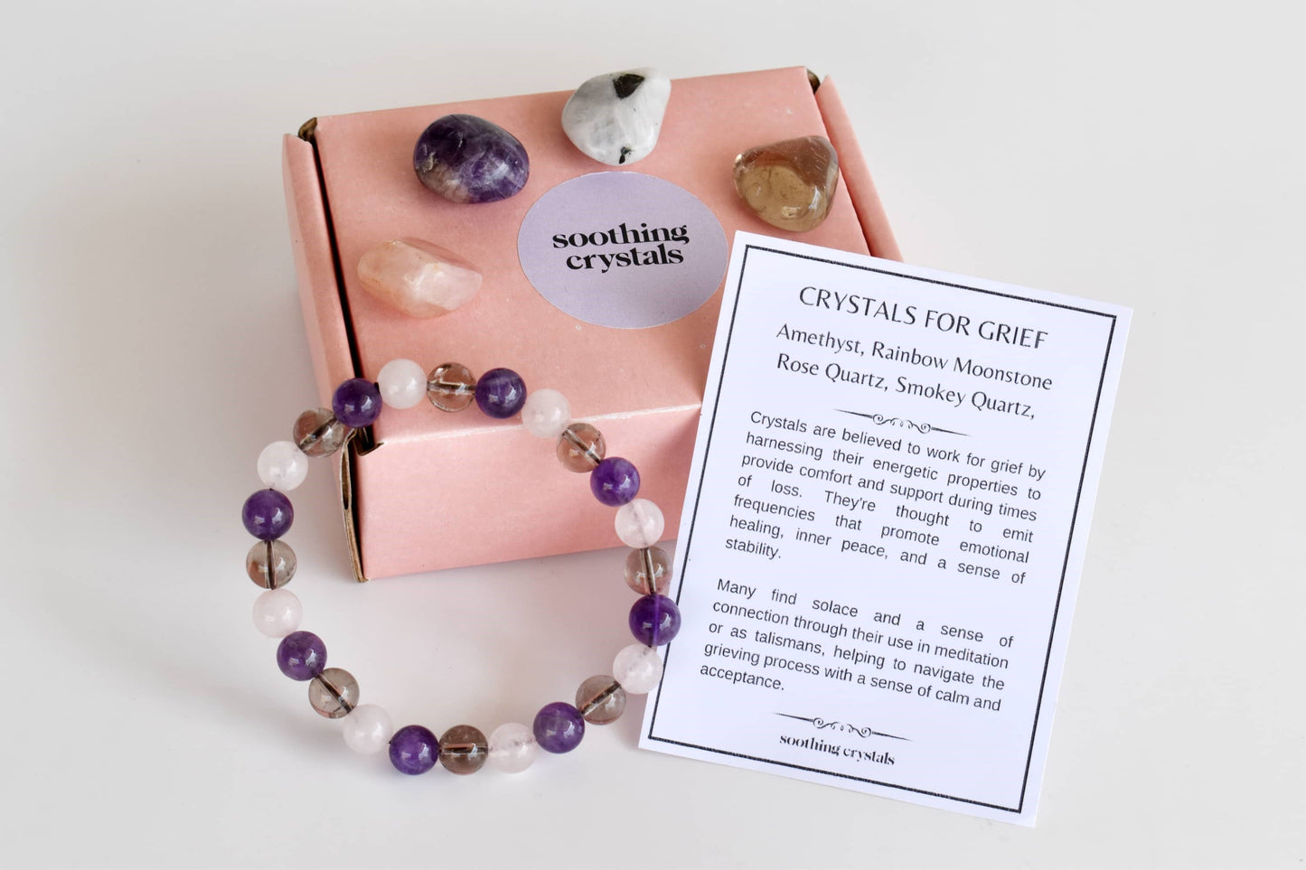 GRIEF Support Relief Crystal Set, Crystal Healing Grief Kit: SET2 (Tumbles+ Bracelet)