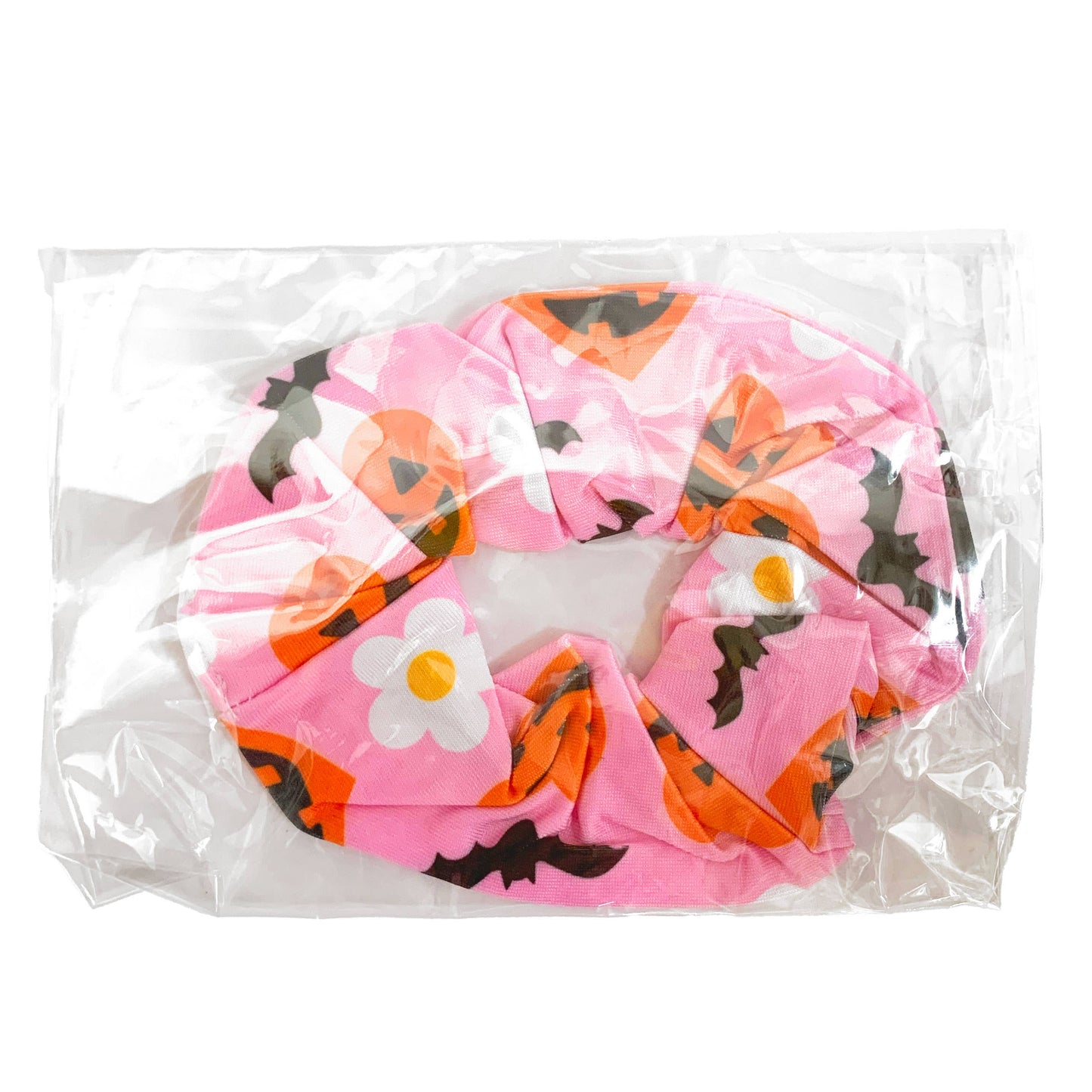 Halloween Hearts Jack-O-Lantern Floral Bats Hair Scrunchie