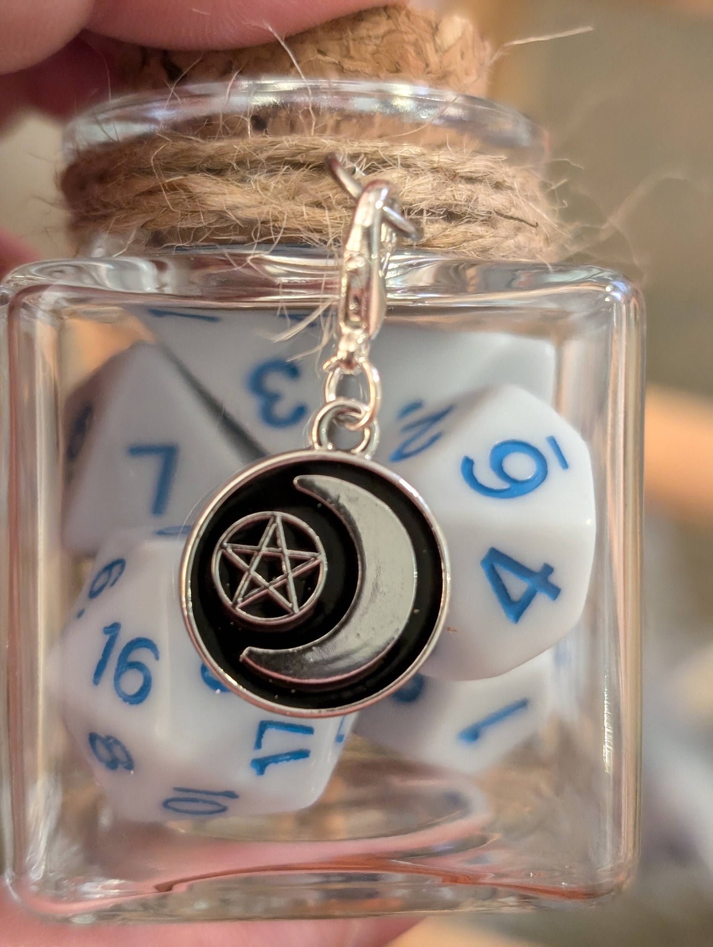 Dice Spell Jars, with 7pcs D20 TRPG Dice: Silver Charms