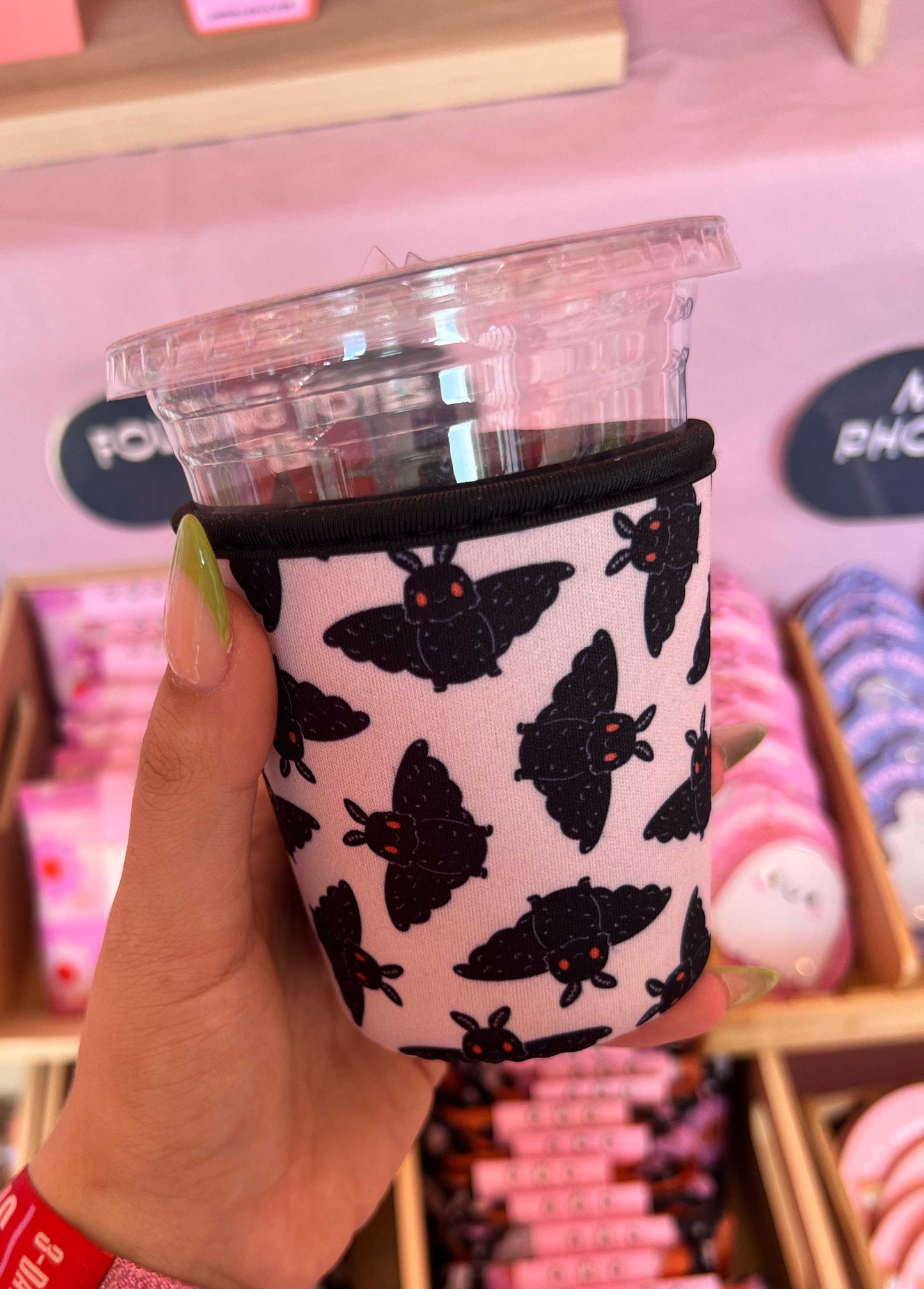 Mothman Coffee Sleeve: Venti/ 22 oz Beverage / Pink Mothman