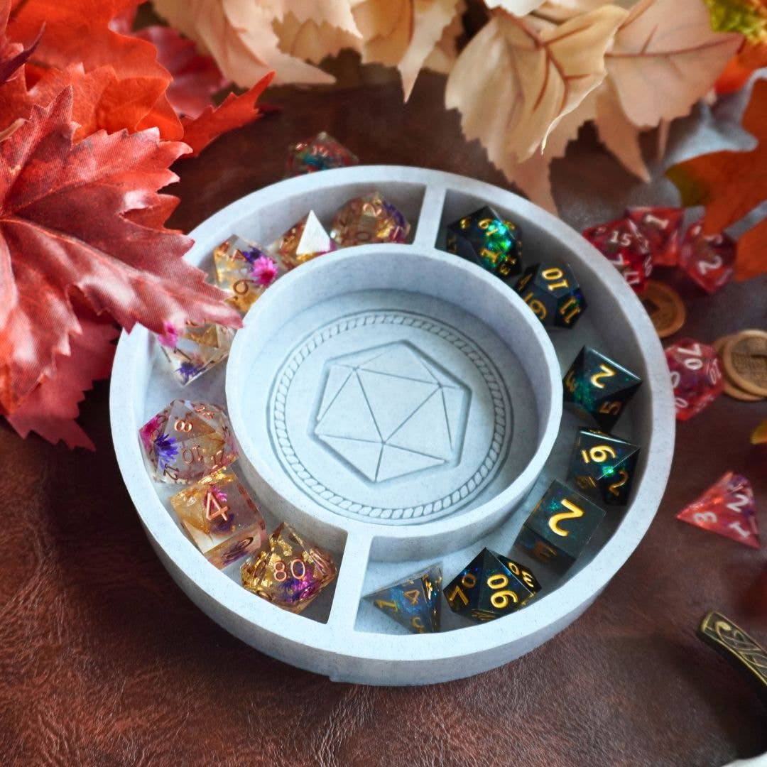 D20 Round DnD Dice Tray: No Dice