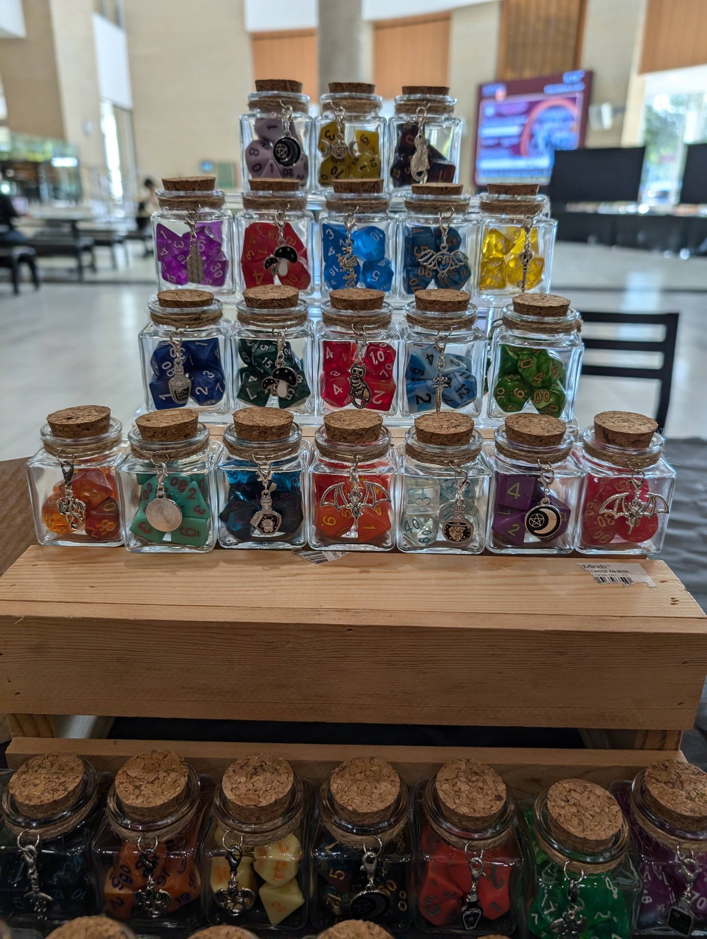 Dice Spell Jars, with 7pcs D20 TRPG Dice: Silver Charms