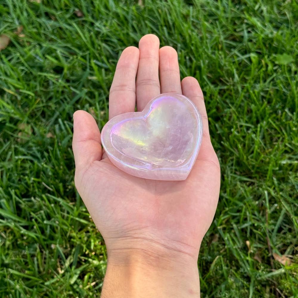 Shaped Crystals - Aura Rose Quartz Trinket Dish, Heart