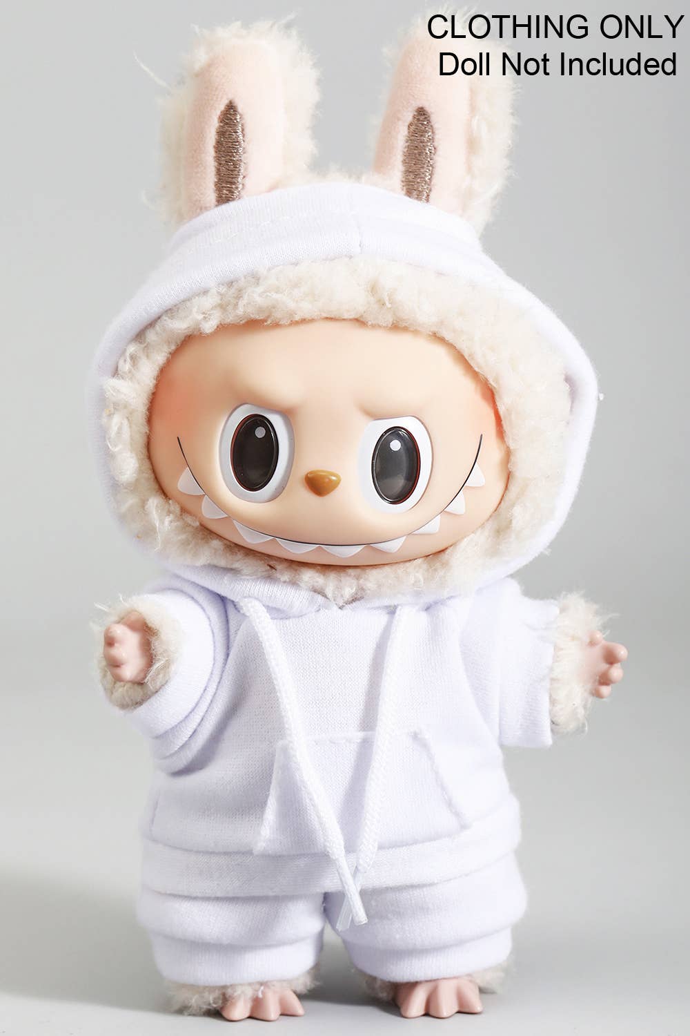 TWO PIECE HOODIE AND SHORTS LABUBU OUTFIT ONLY: Gray / 1 SIZE