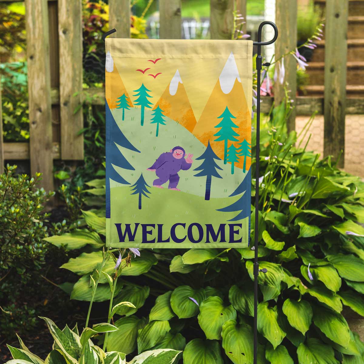 Bigfoot "Welcome" Garden Flag