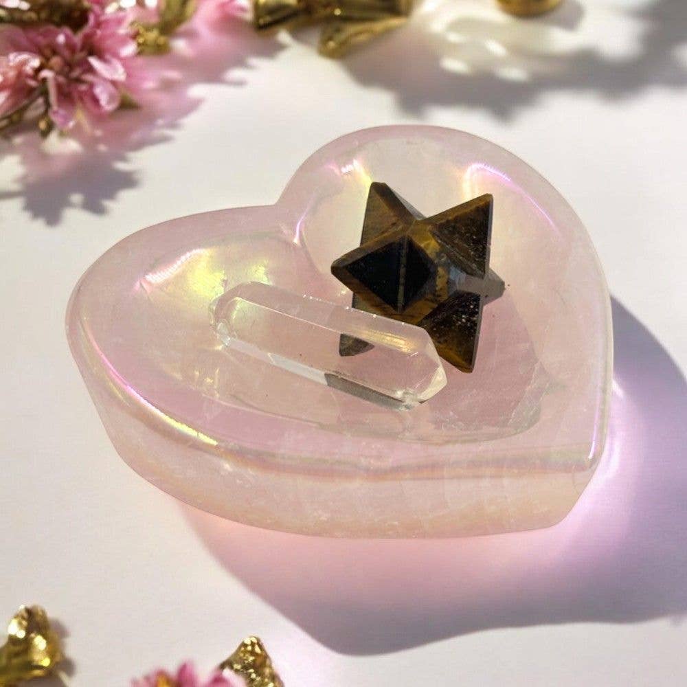 Shaped Crystals - Aura Rose Quartz Trinket Dish, Heart
