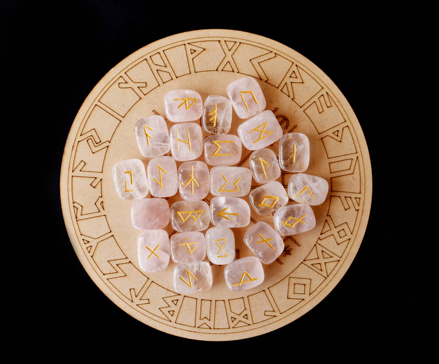 Futhark Rune Set | Rose Quartz | Rune Stones |Runic Crystals: Runes (SET 1)