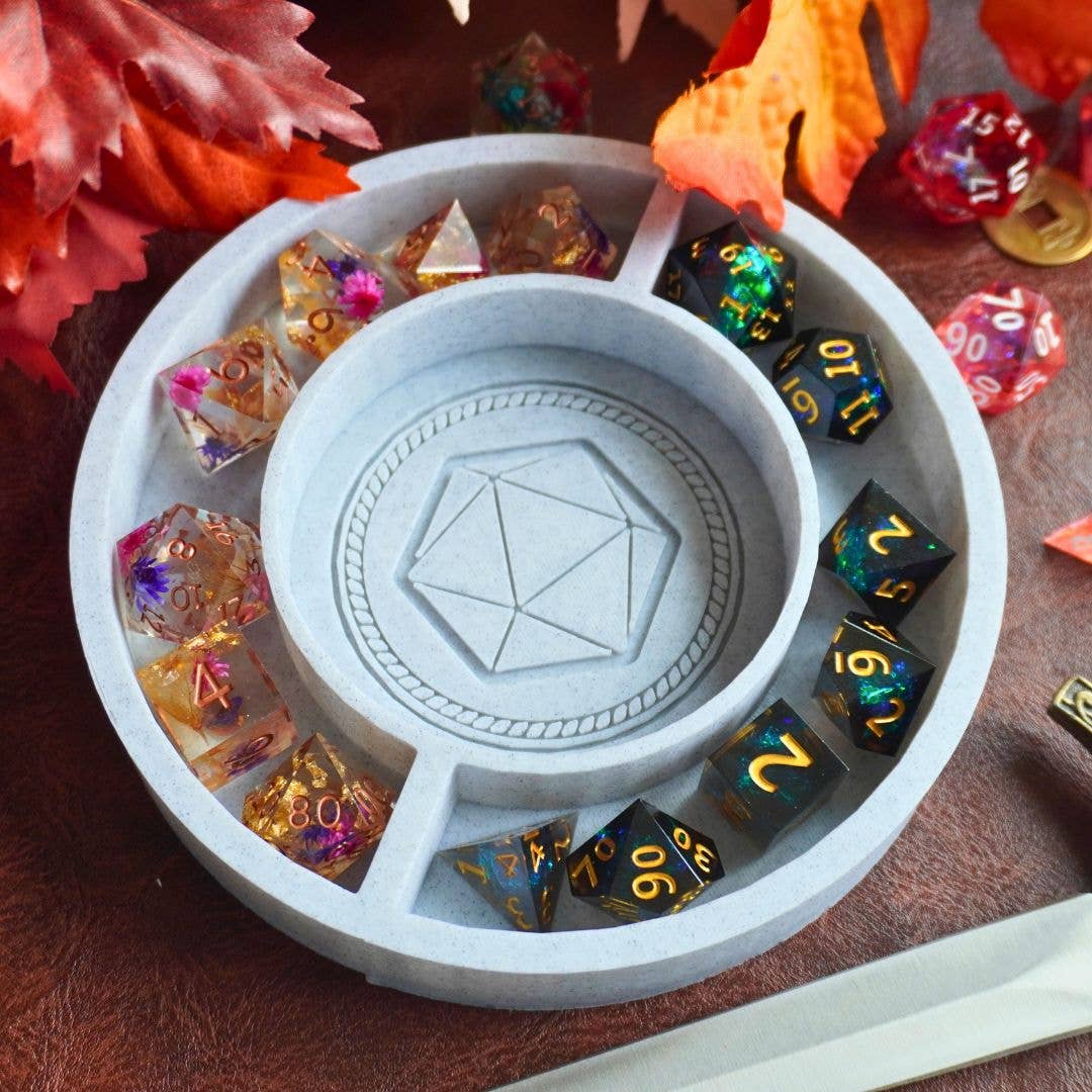D20 Round DnD Dice Tray: No Dice
