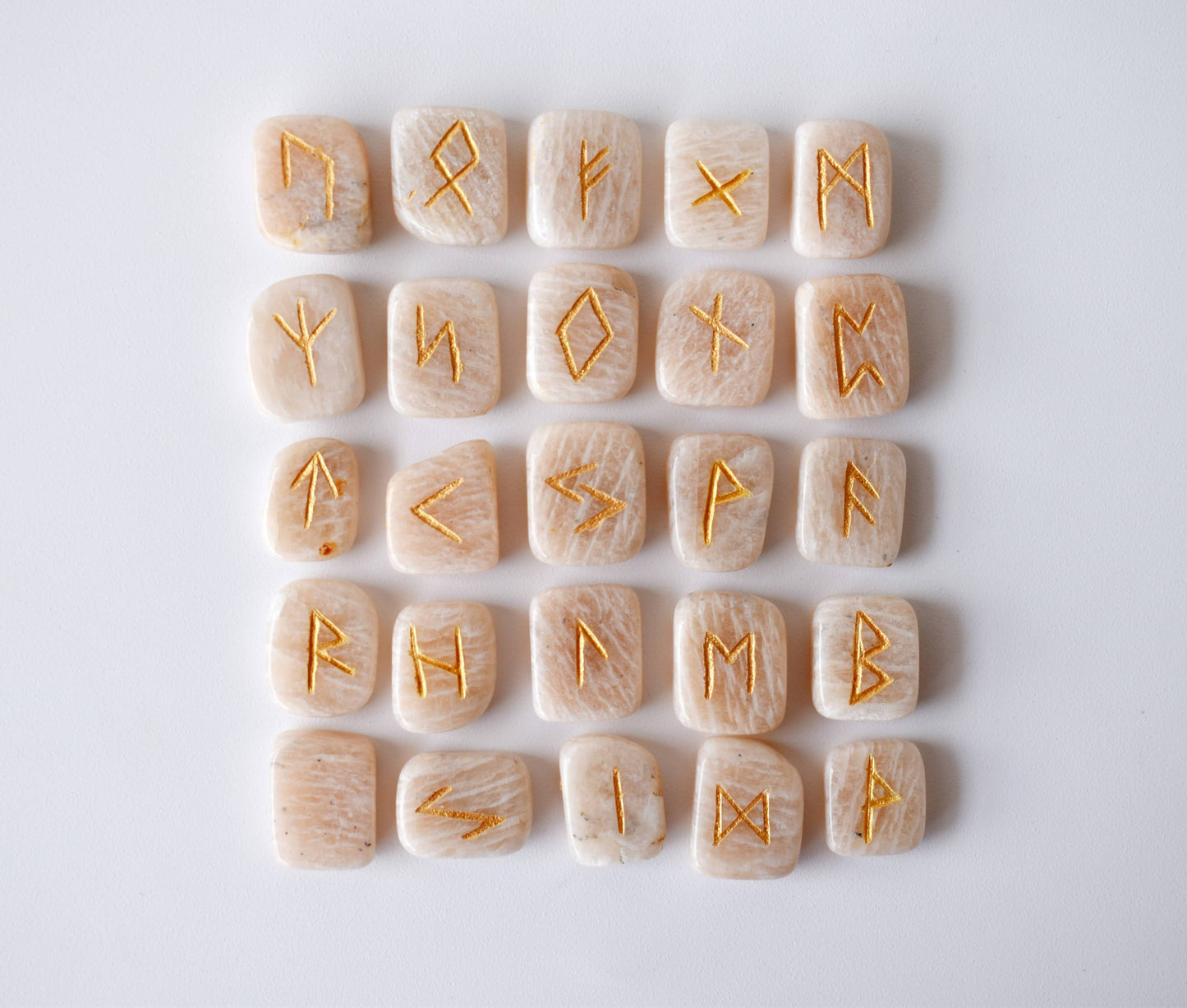 Futhark Rune Set | Moonstone | Rune Stones | Runic Crystals: Runes (SET 1)