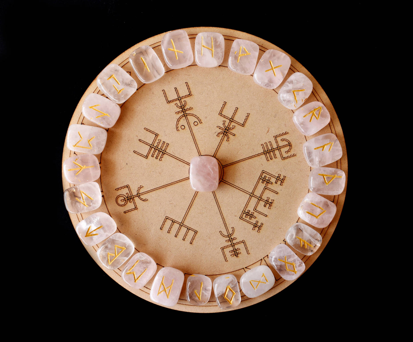 Futhark Rune Set | Rose Quartz | Rune Stones |Runic Crystals: Runes (SET 1)