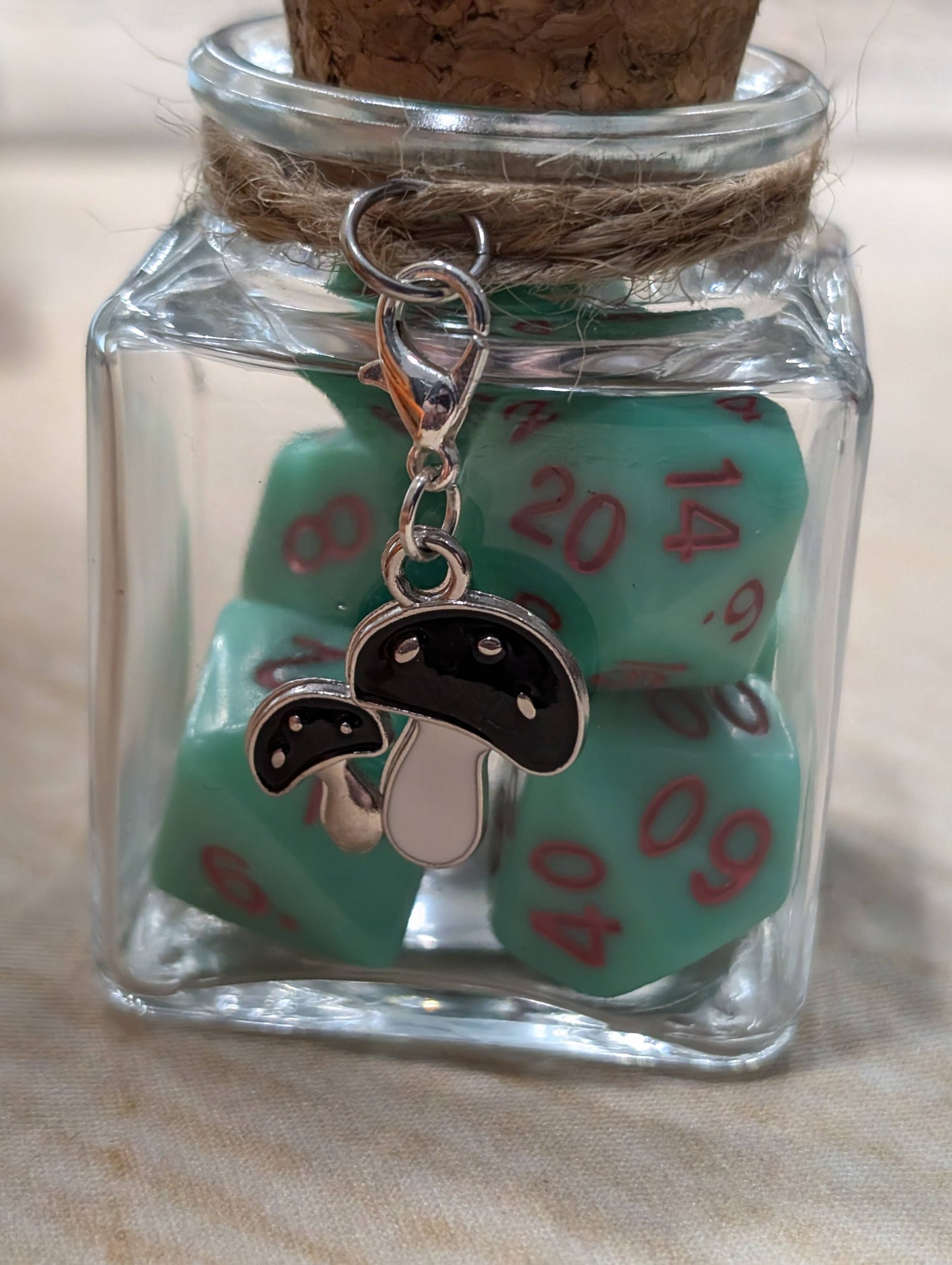 Dice Spell Jars, with 7pcs D20 TRPG Dice: Silver Charms