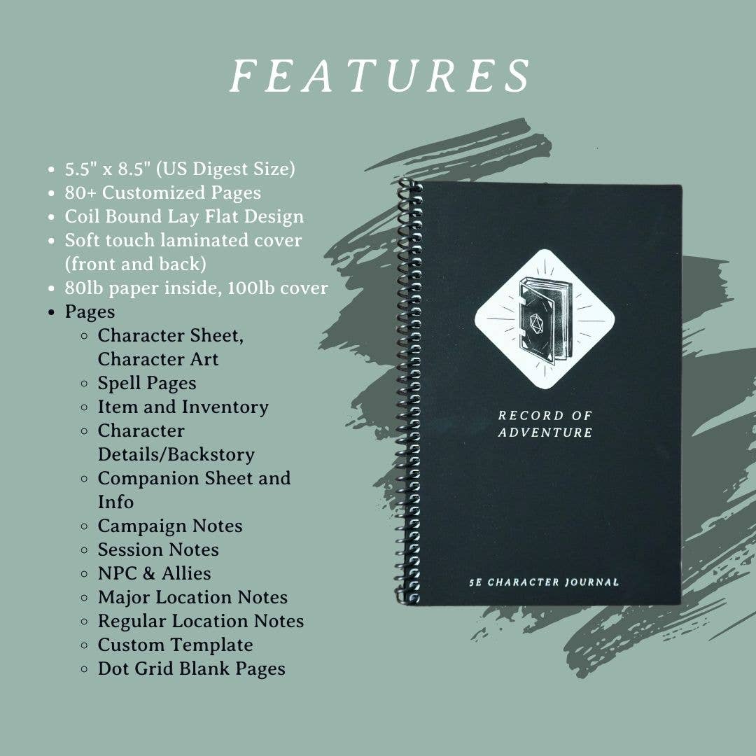 5e Player Campaign Journal for Dungeons and Dragons (D&D)