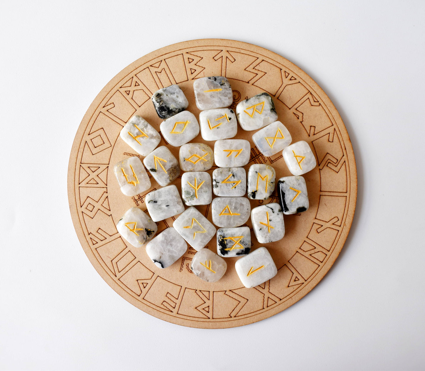 Futhark Rune Set | Rainbow Moonstone Runes | Runic Crystals: Runes (SET 1)