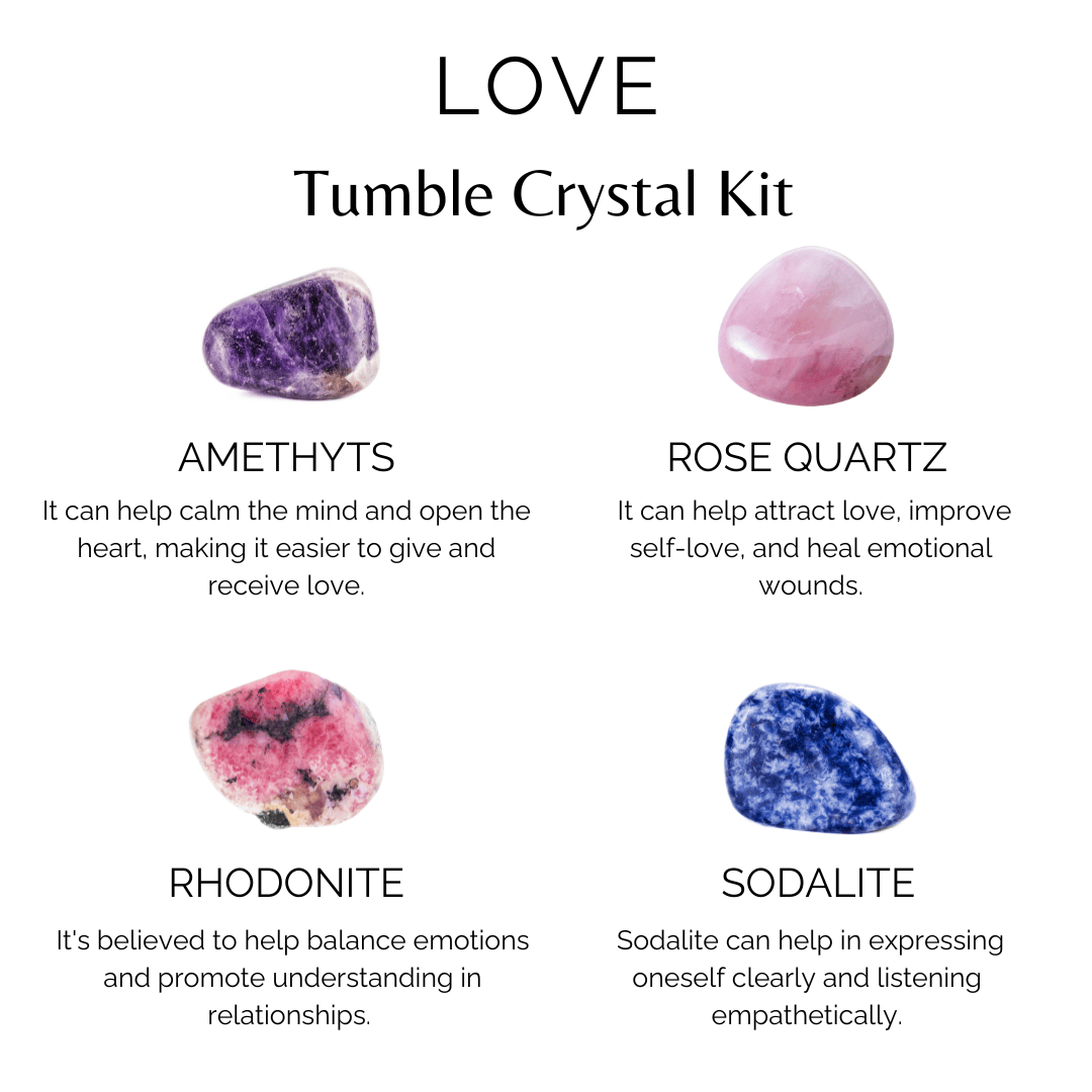 Attracting LOVE Crystal Set, Crystal Healing Love Gift Kit: SET2 (Tumbles+ Bracelet)