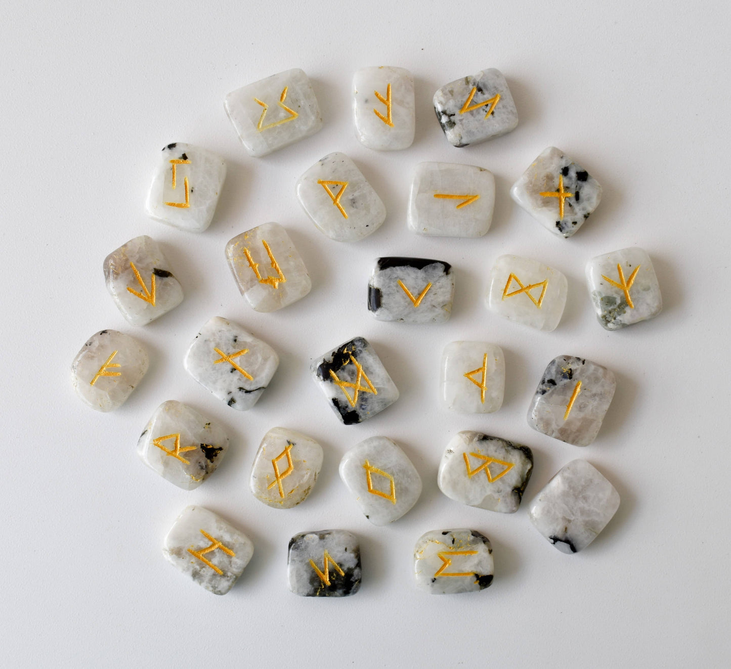 Futhark Rune Set | Rainbow Moonstone Runes | Runic Crystals: Runes (SET 1)