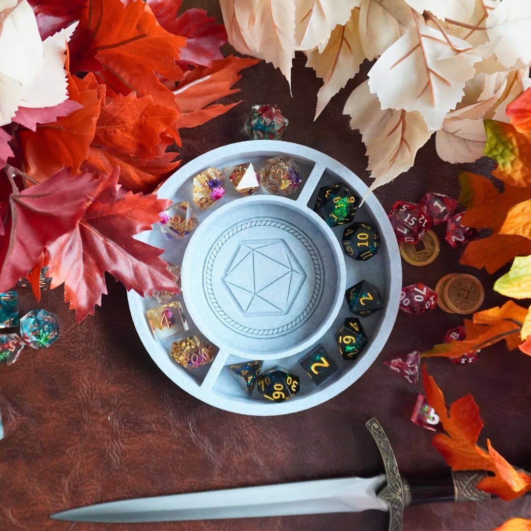 D20 Round DnD Dice Tray: No Dice