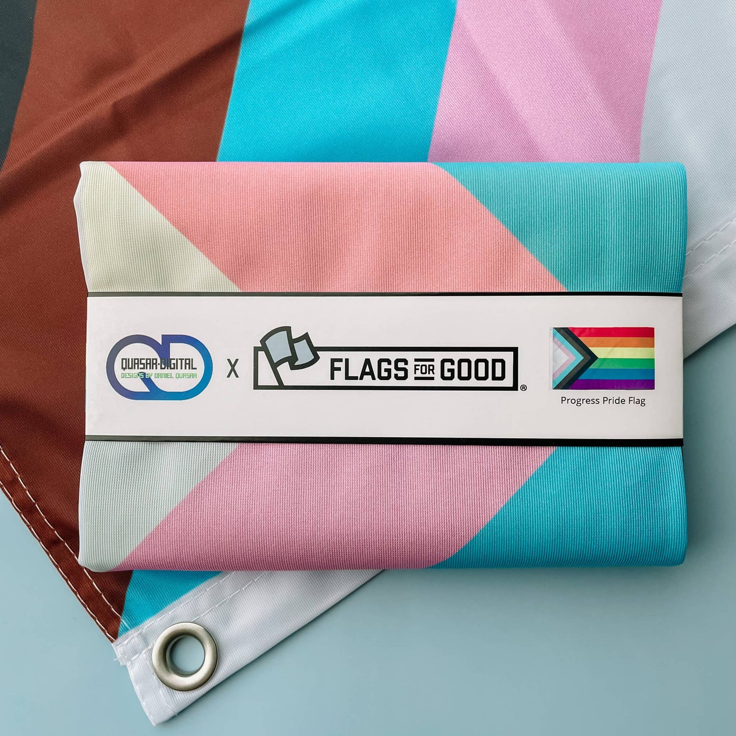 Progress LGBTQ+ Pride Flag: (M) 2ft x3ft Single-Sided with Grommets