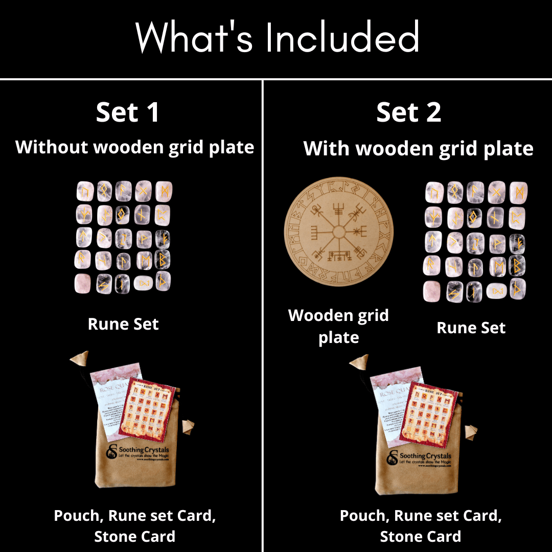 Futhark Rune Set | Rose Quartz | Rune Stones |Runic Crystals: Runes (SET 1)