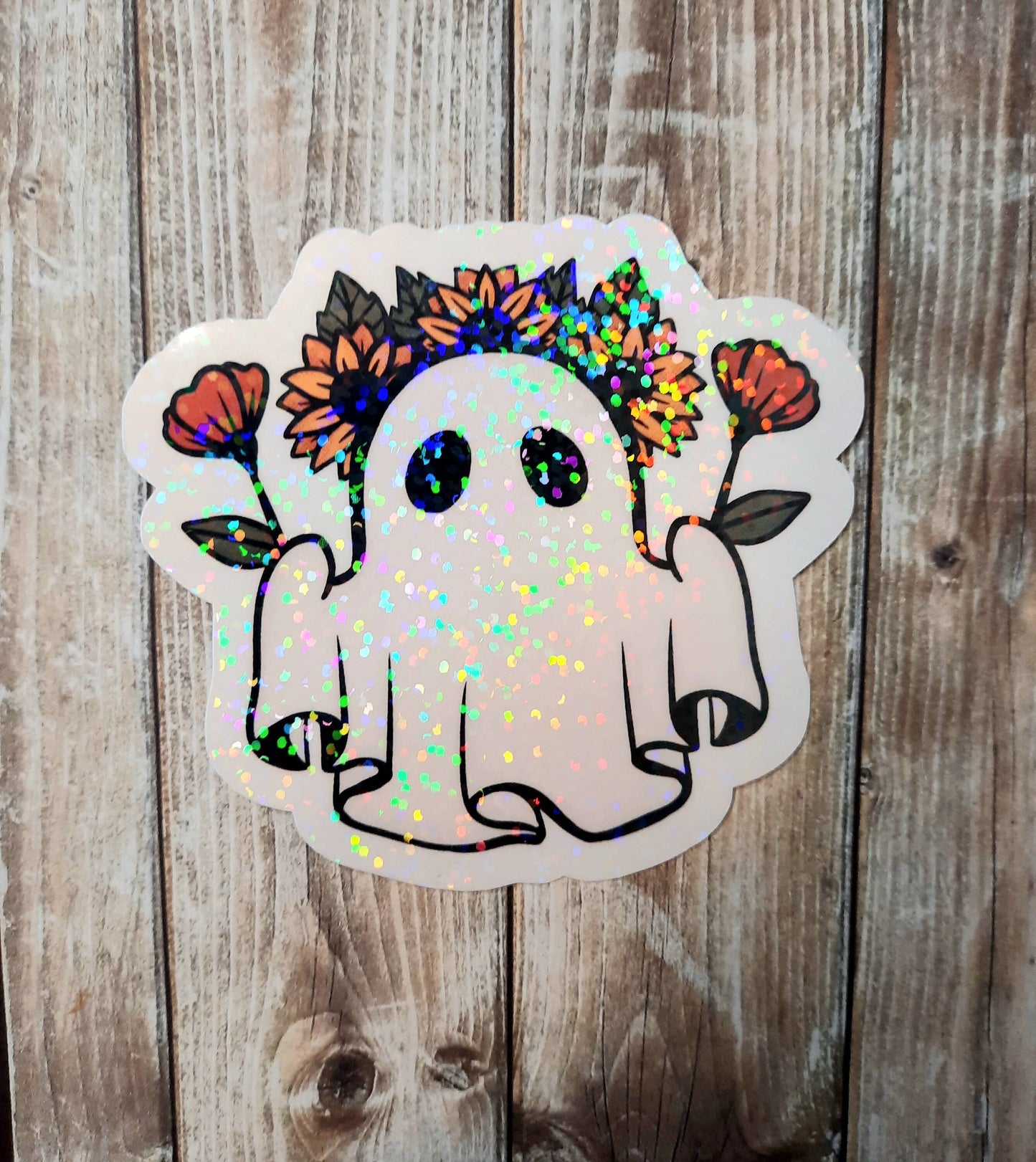 Flower Child Ghost Sticker, Spooky Hippie Sticker