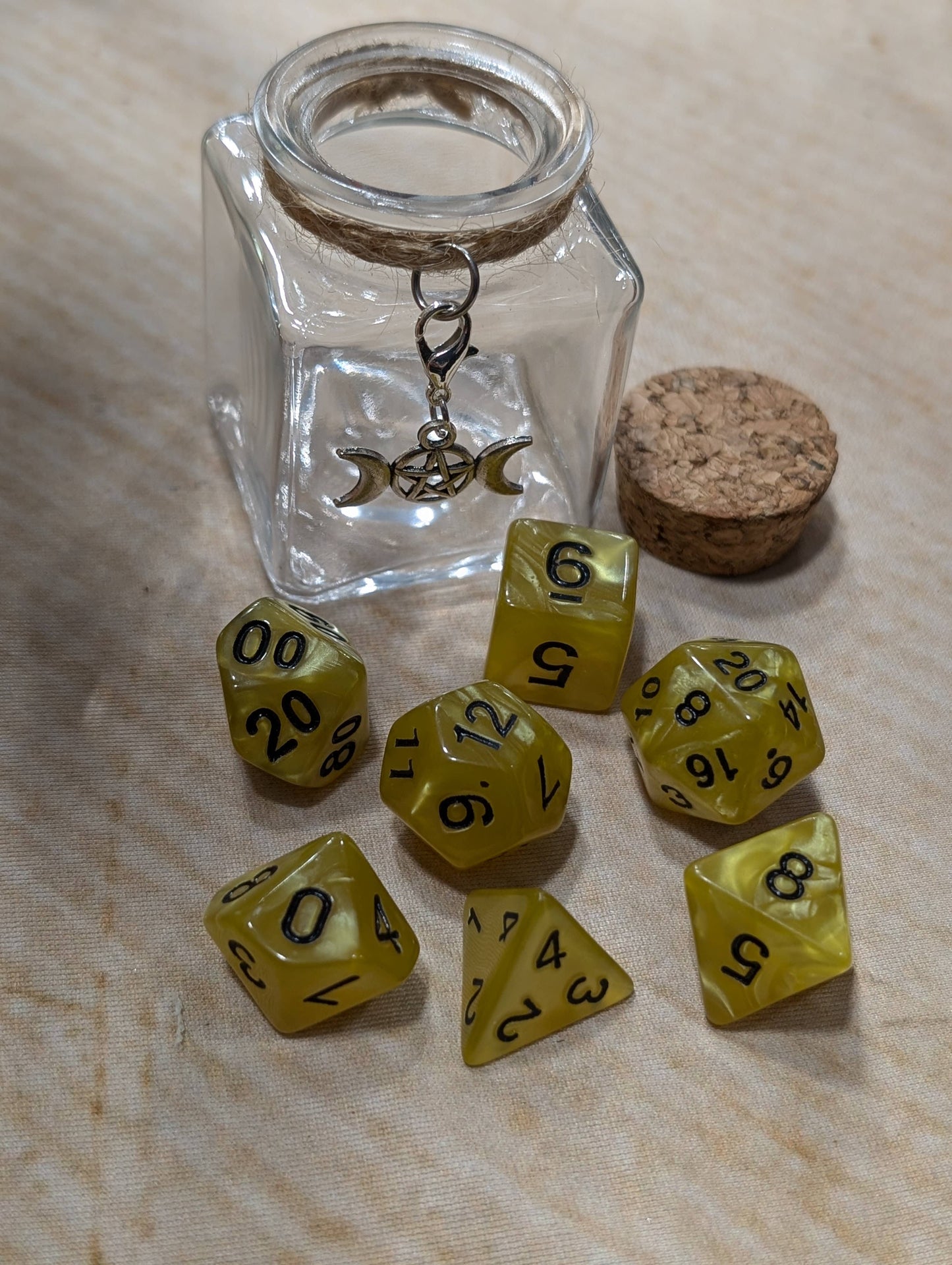 Dice Spell Jars, with 7pcs D20 TRPG Dice: Silver Charms