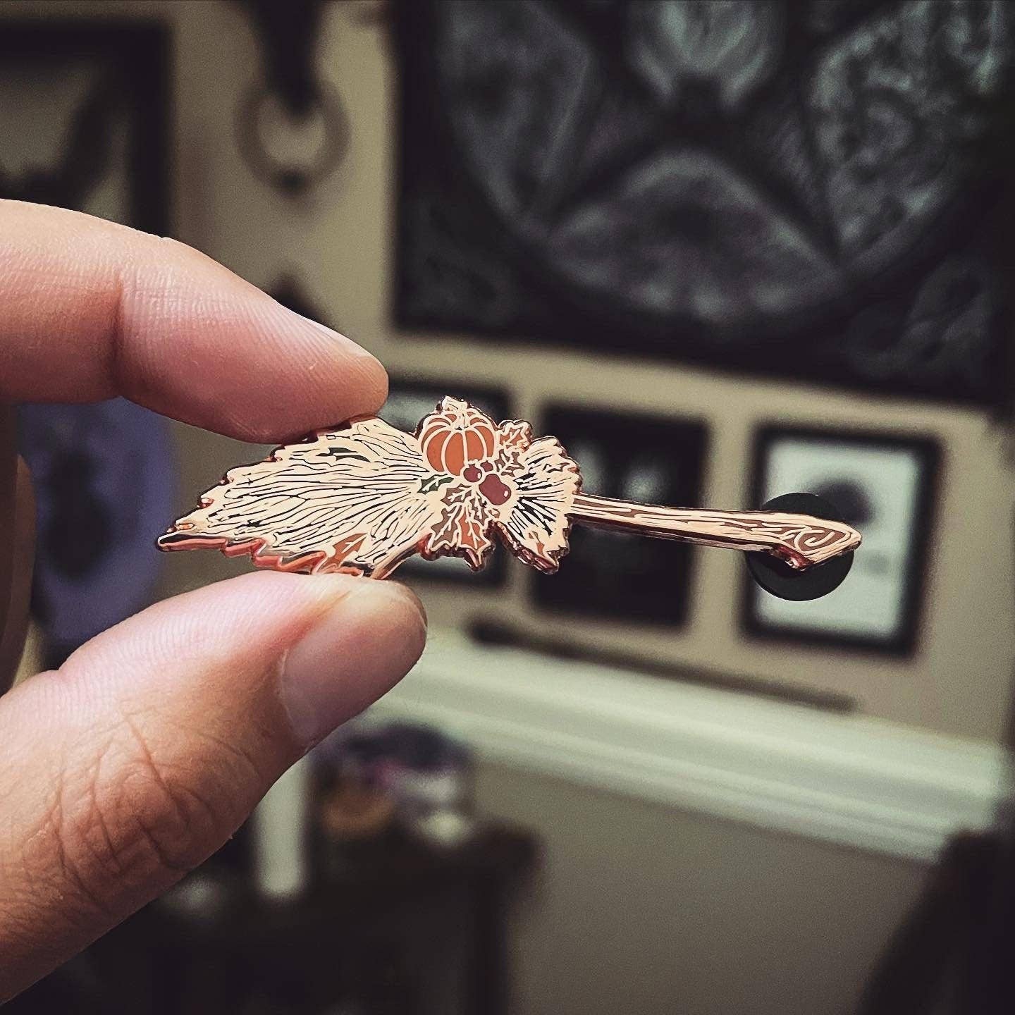 Mabon Witch's Broom - Enamel Pin