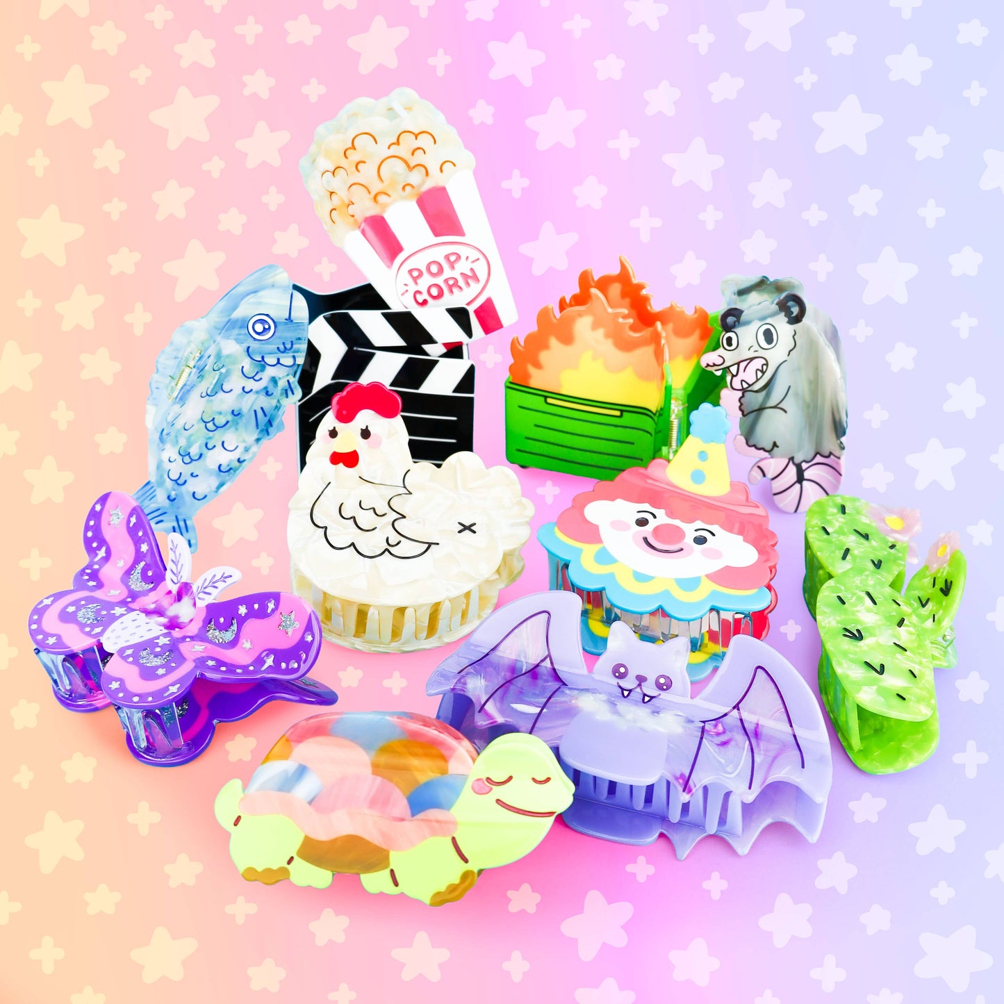 Pastel Moth, Hair Claw, Insect, Spooky, Magic, Hair Clip: Acetate