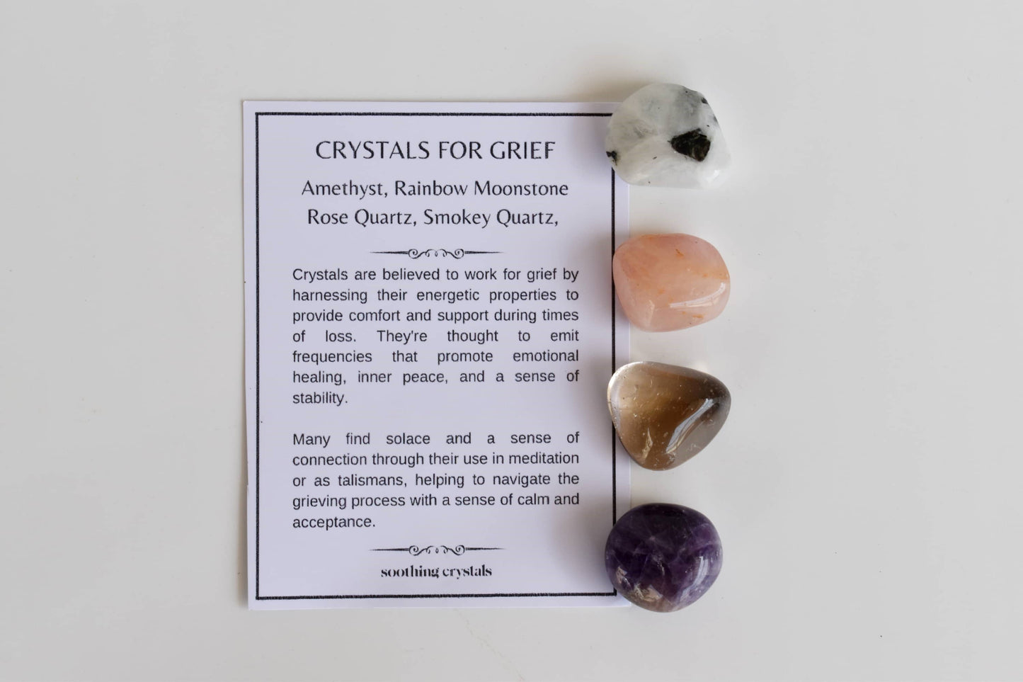 GRIEF Support Relief Crystal Set, Crystal Healing Grief Kit: SET2 (Tumbles+ Bracelet)