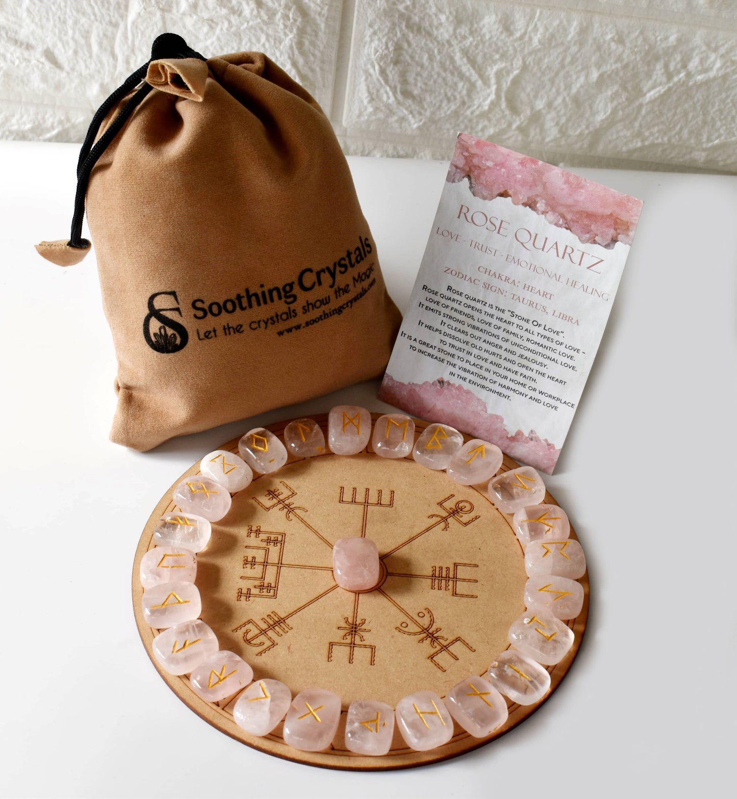 Futhark Rune Set | Rose Quartz | Rune Stones |Runic Crystals: Runes (SET 1)