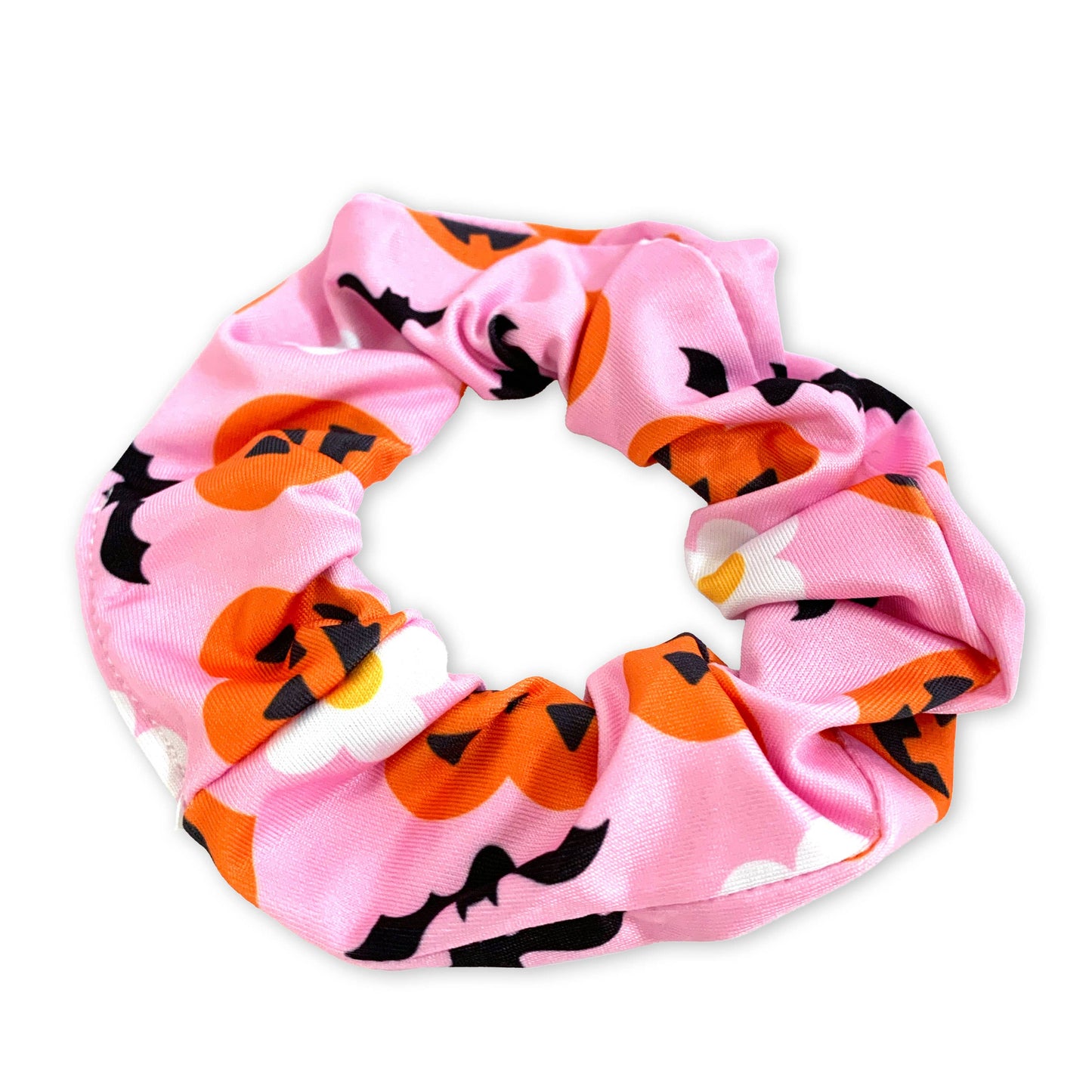 Halloween Hearts Jack-O-Lantern Floral Bats Hair Scrunchie