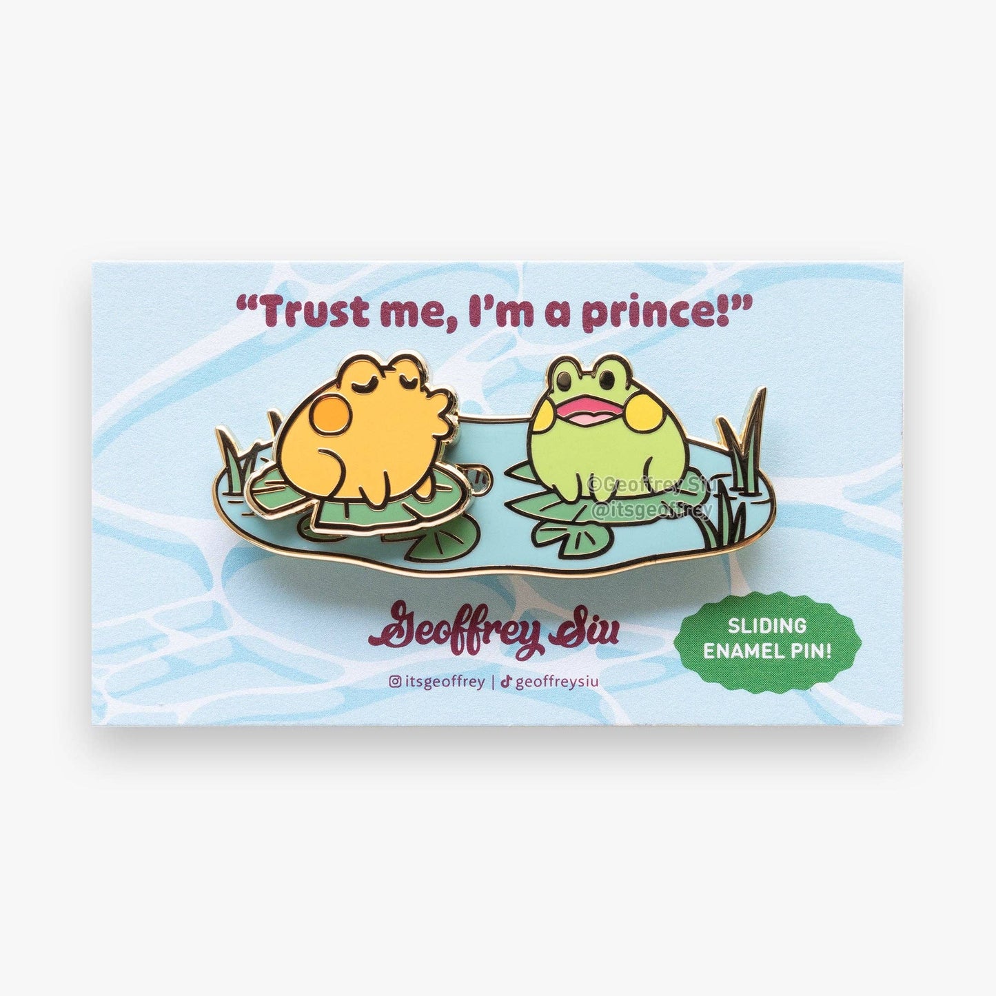 Kissing Frogs Sliding Hard Enamel Pin: A Grade