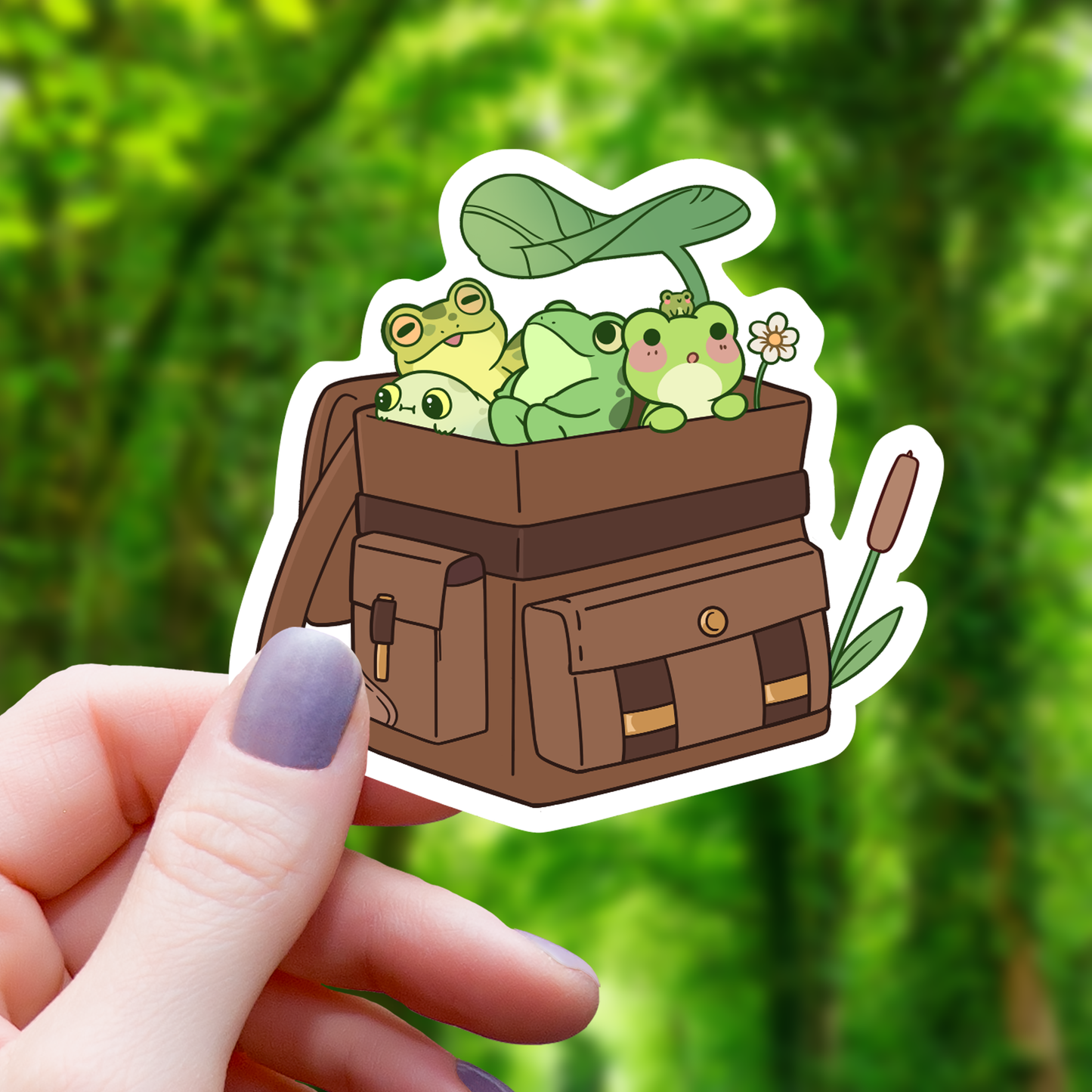 Frogs in A Backpack Sticker - 3"