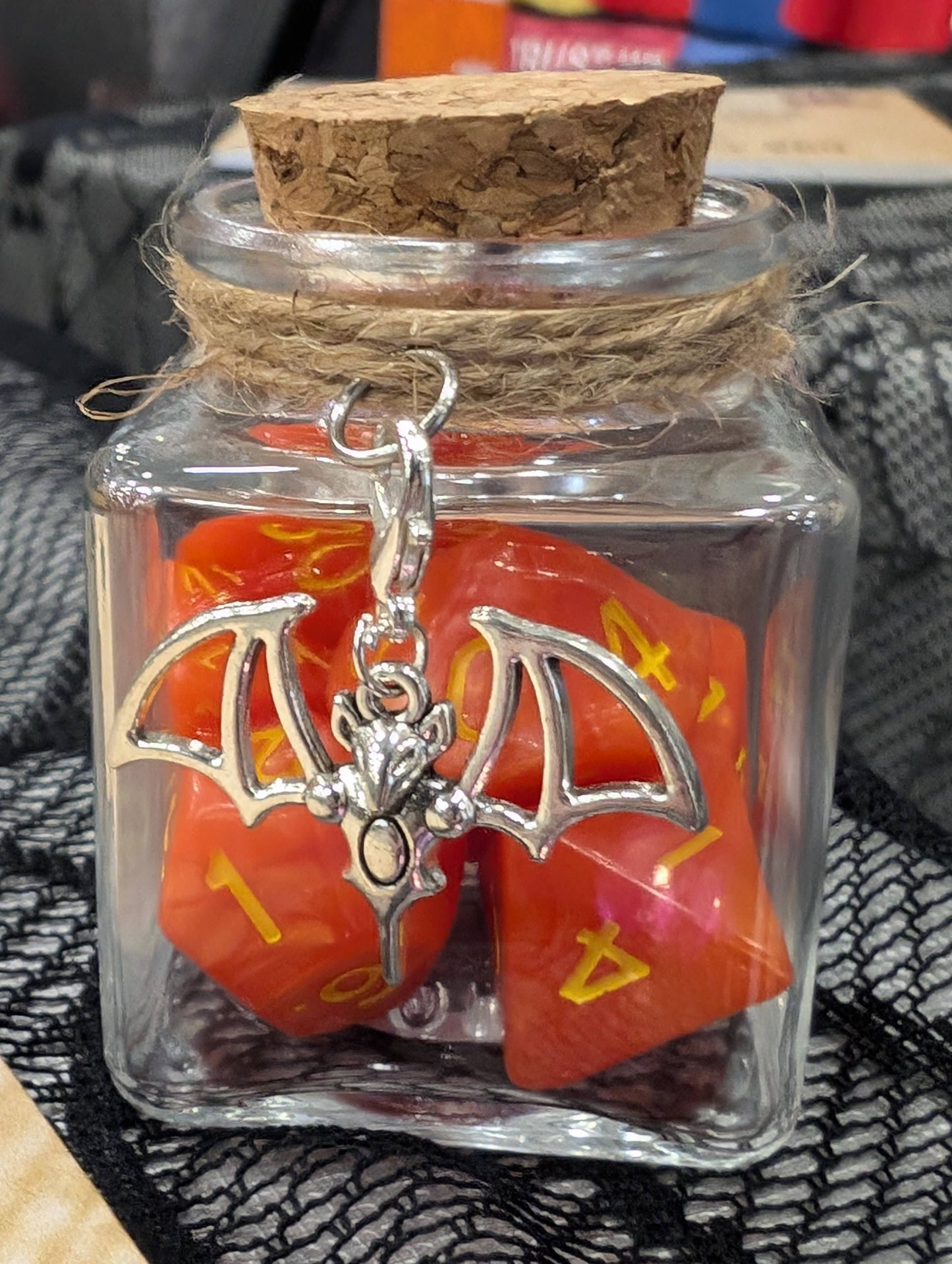 Dice Spell Jars, with 7pcs D20 TRPG Dice: Silver Charms
