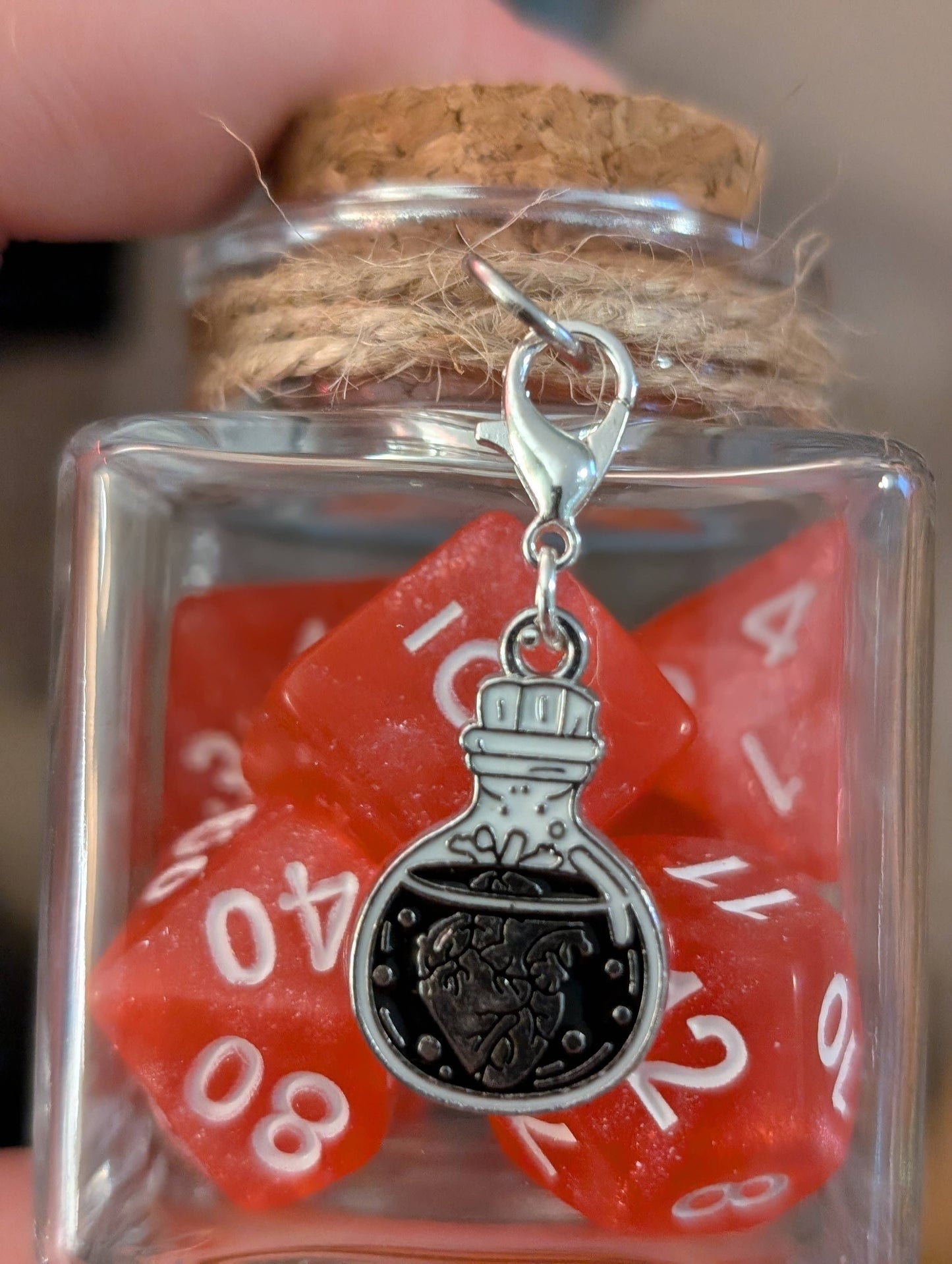 Dice Spell Jars, with 7pcs D20 TRPG Dice: Silver Charms