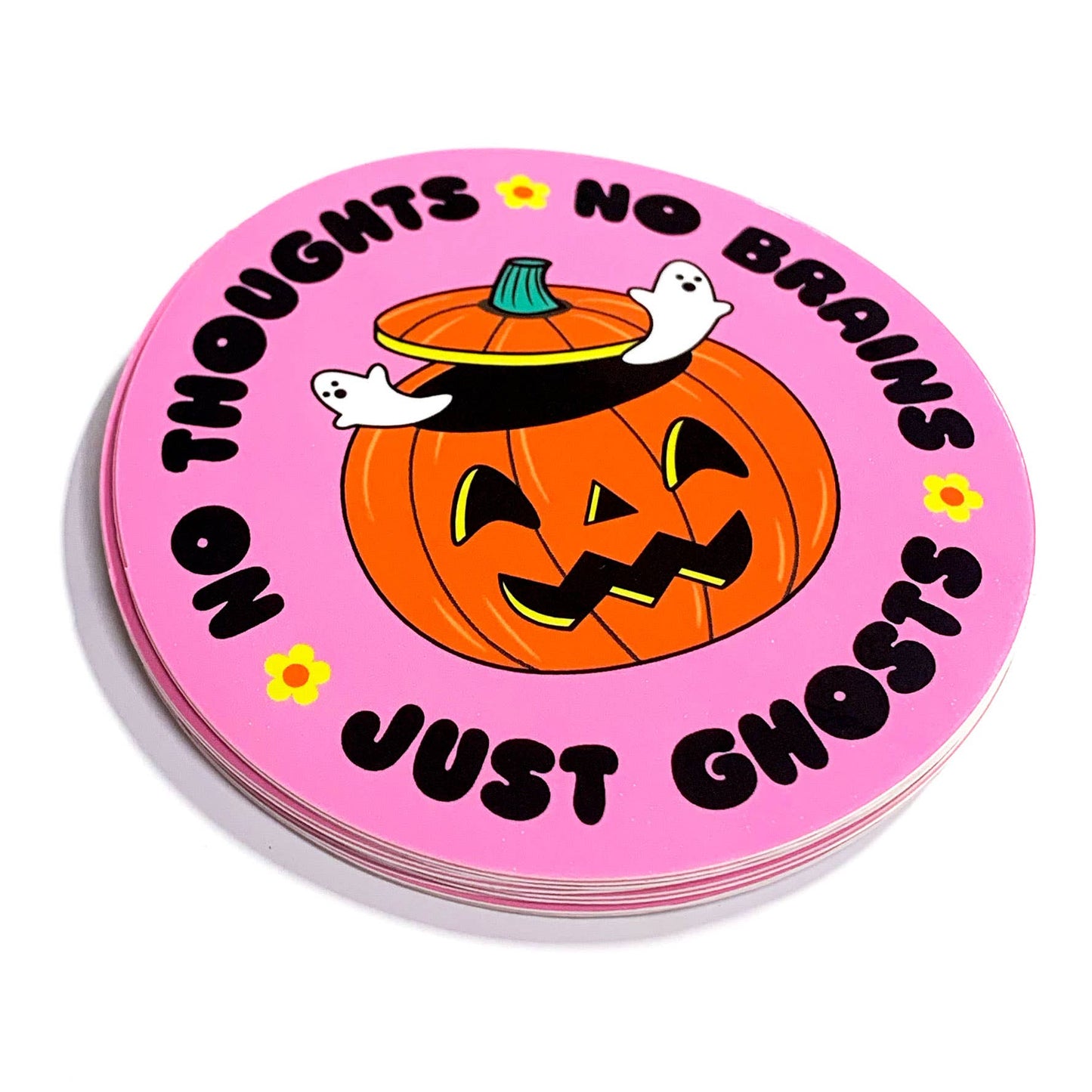 No Thoughts No Brains Just Ghosts Circle Vinyl Sticker