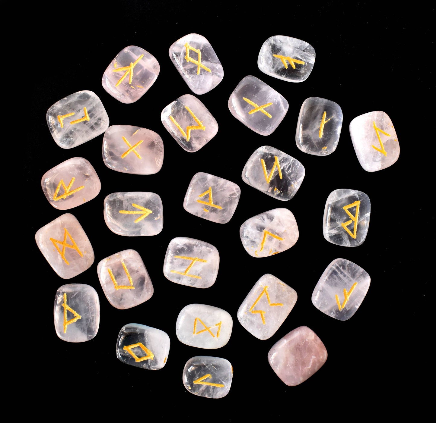 Futhark Rune Set | Rose Quartz | Rune Stones |Runic Crystals: Runes (SET 1)