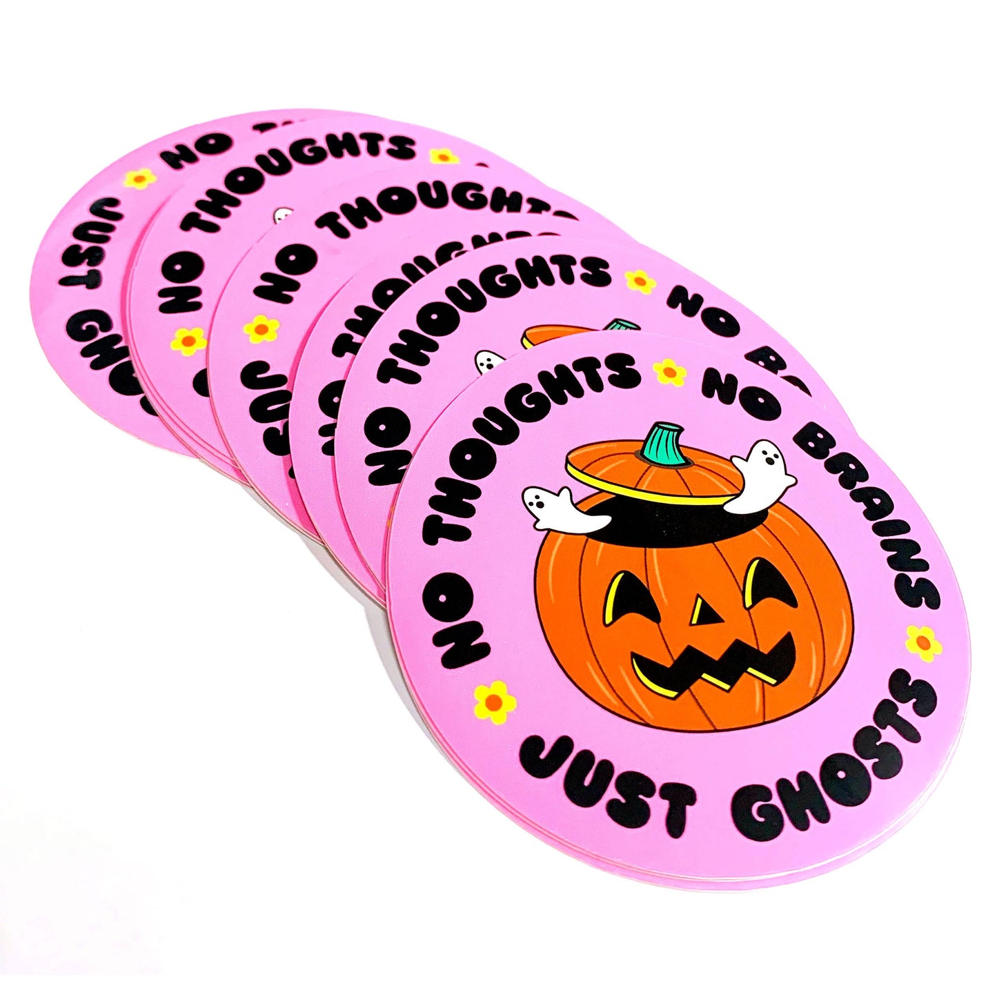 No Thoughts No Brains Just Ghosts Circle Vinyl Sticker