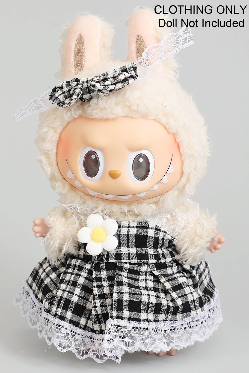 CUTE DRESS AND BOW PIN LABUBU OUTFIT: PURPLE / 1 SIZE