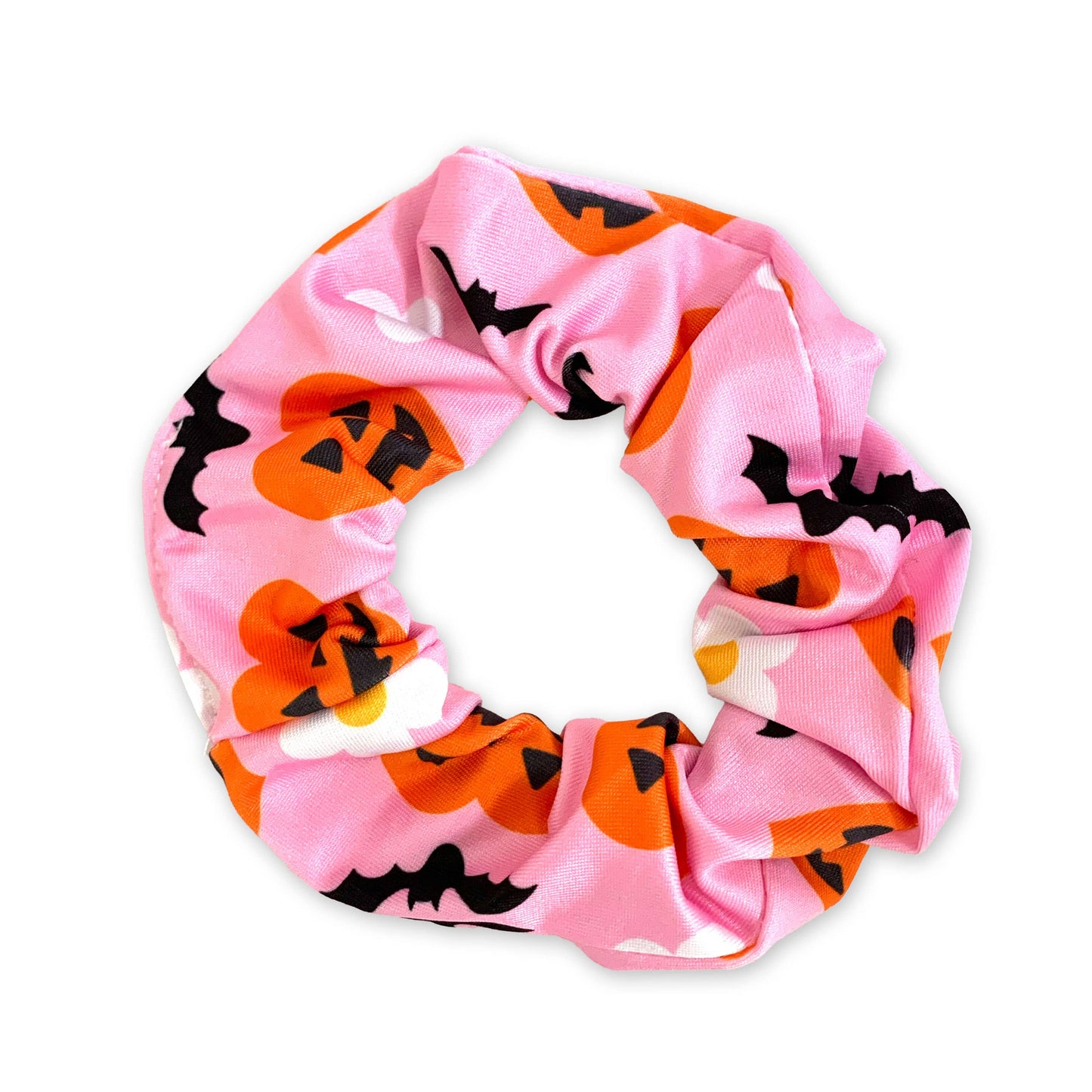 Halloween Hearts Jack-O-Lantern Floral Bats Hair Scrunchie