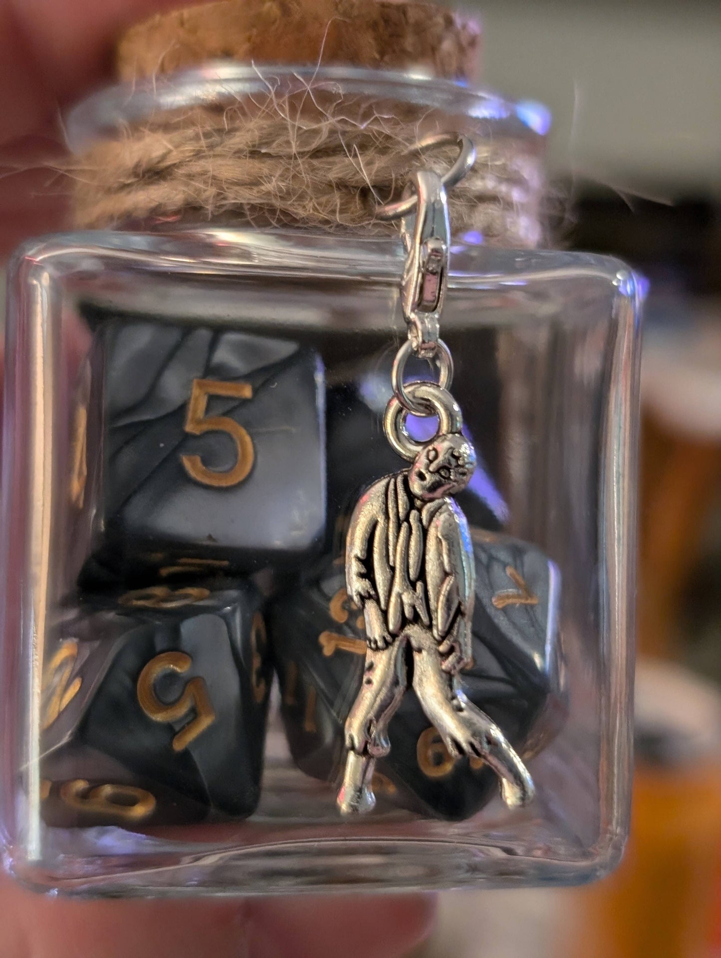 Dice Spell Jars, with 7pcs D20 TRPG Dice: Silver Charms