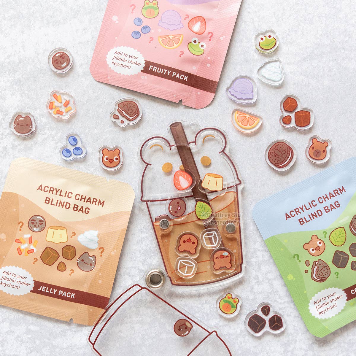 Boba Topping Fillable Keychain Charms Blind Booster Packs: Fruity Pack